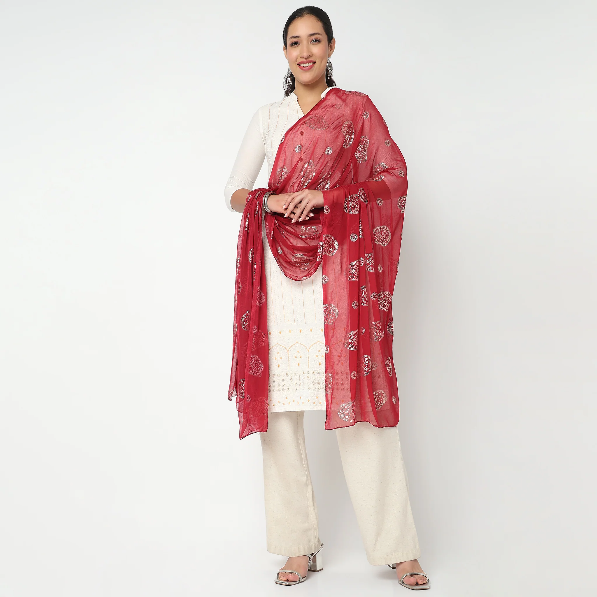 Foil Printed Chiffon Dupatta