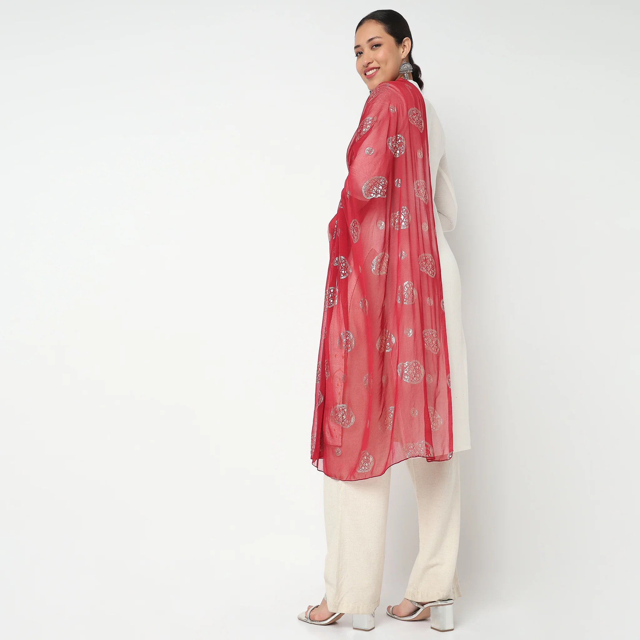 Foil Printed Chiffon Dupatta - Image 2