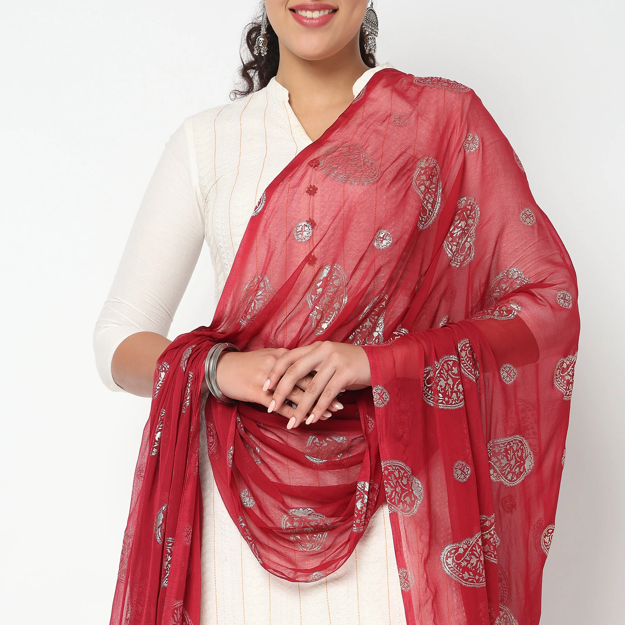 Foil Printed Chiffon Dupatta - Image 3