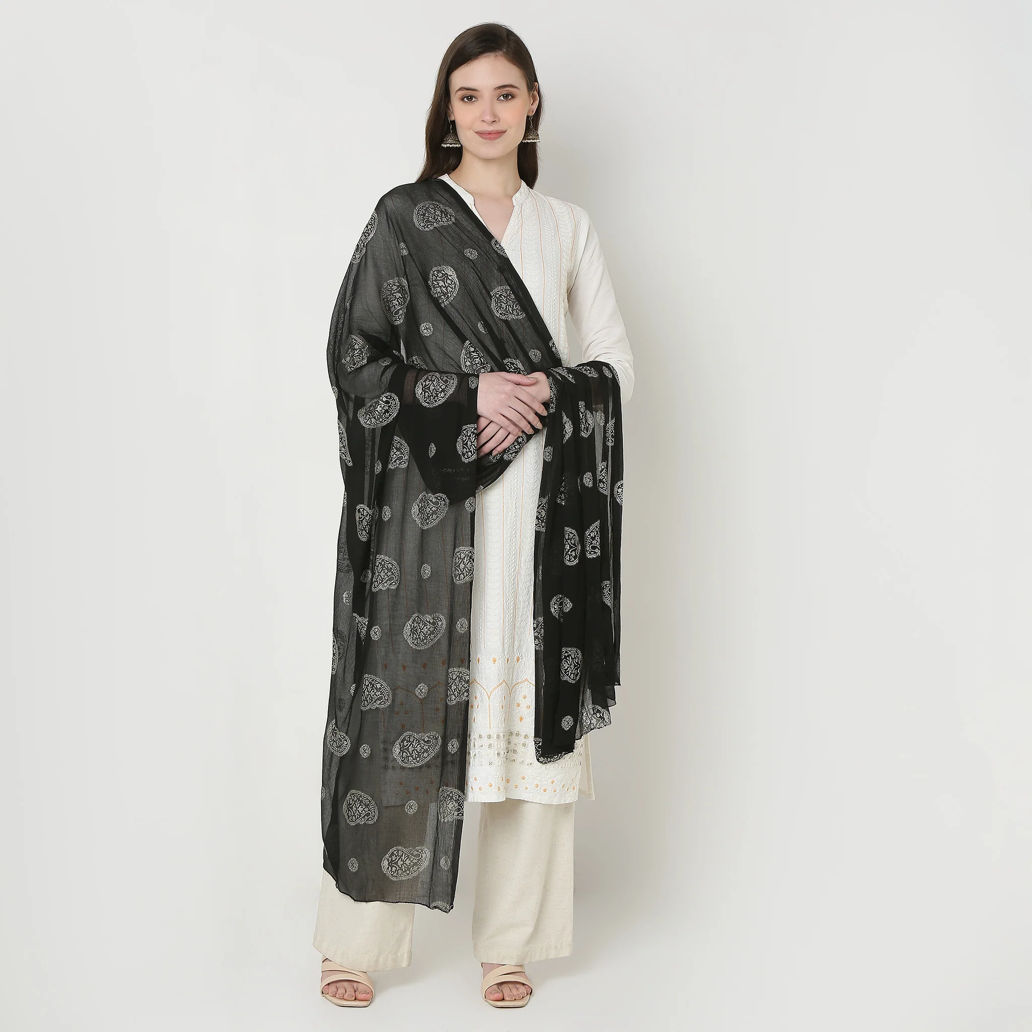 Foil Printed Chiffon Dupatta - Image 4
