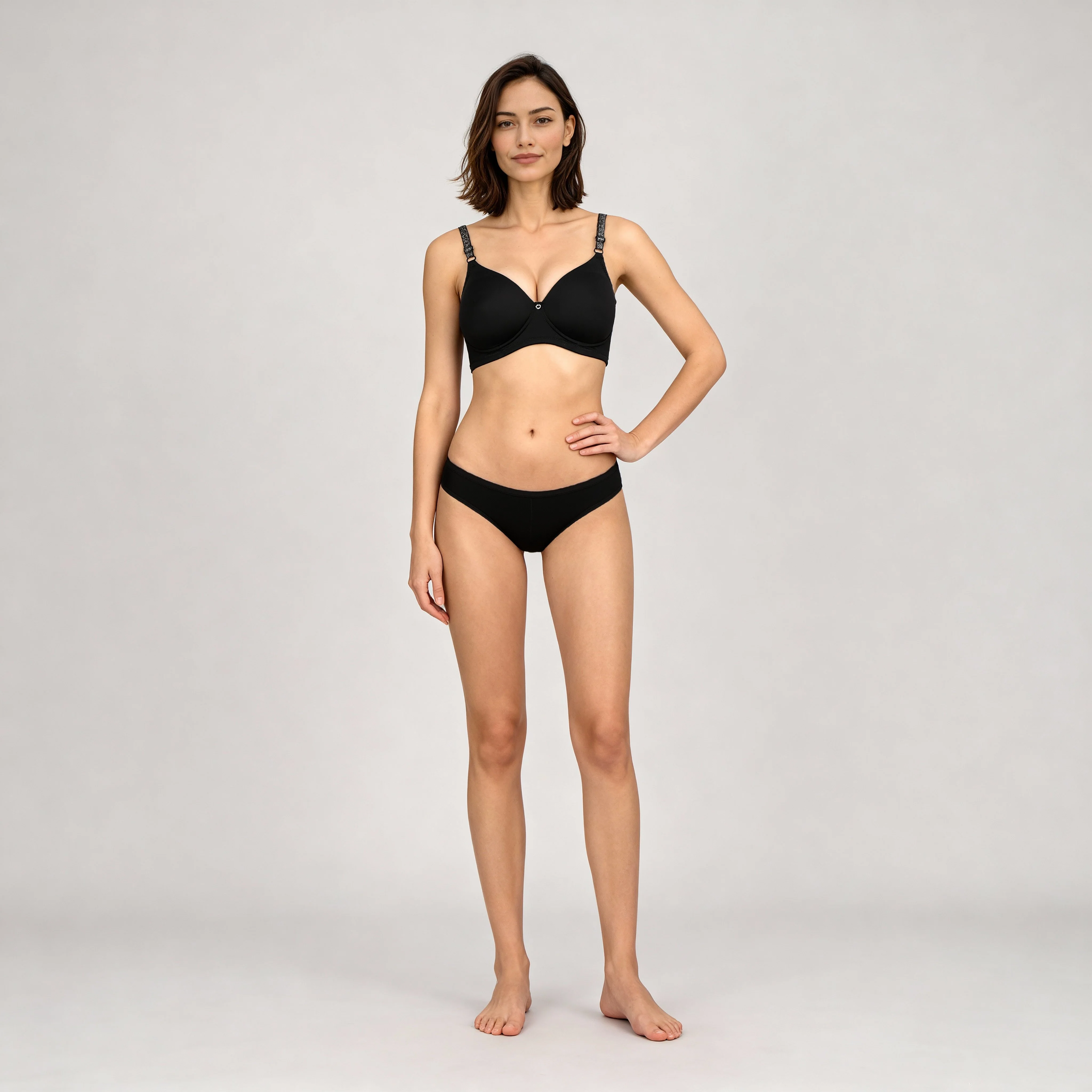 Full Coverage Padded With Shiny Strap Bra - Image 2