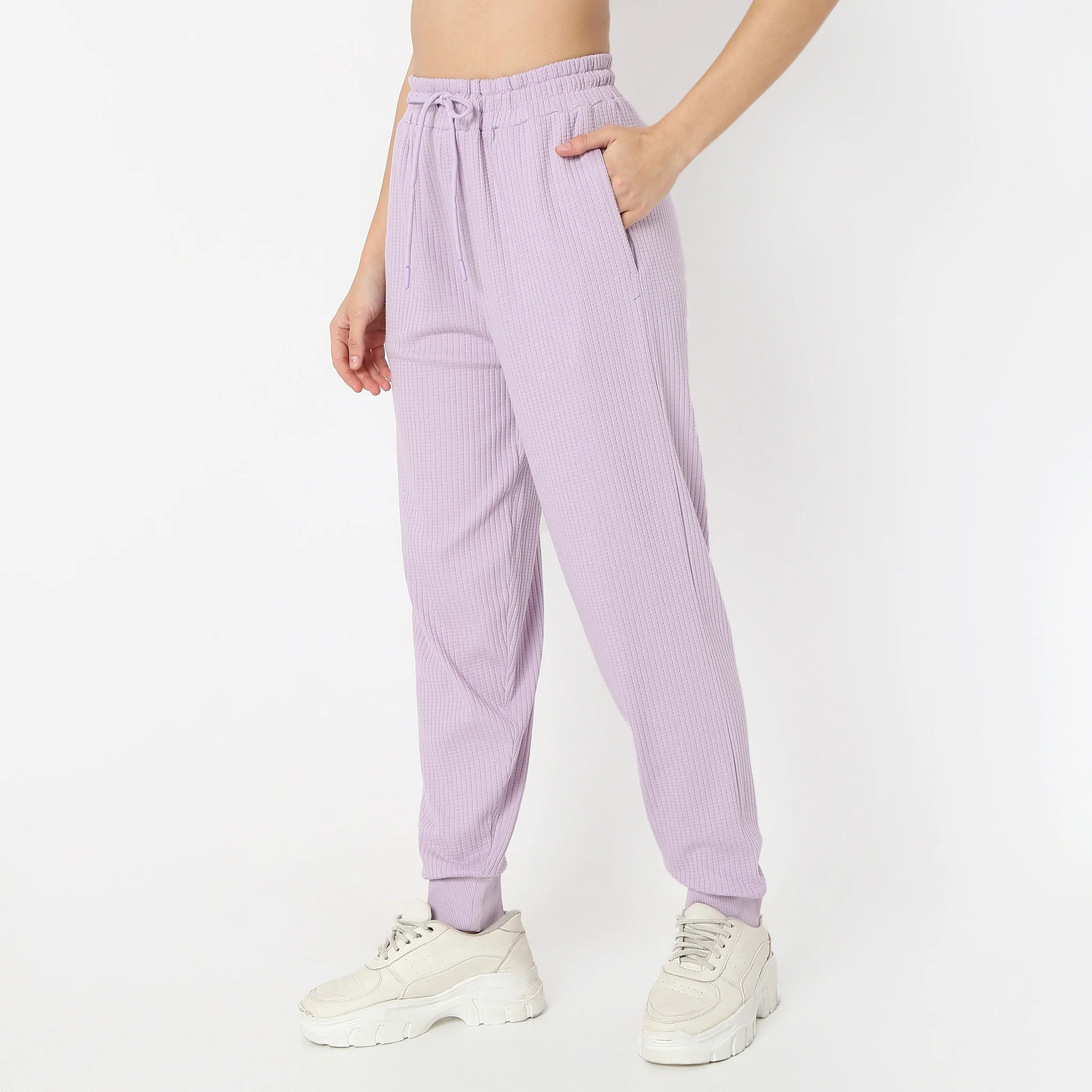 Full Length Waffle Texture High Rise Joggers - Image 5