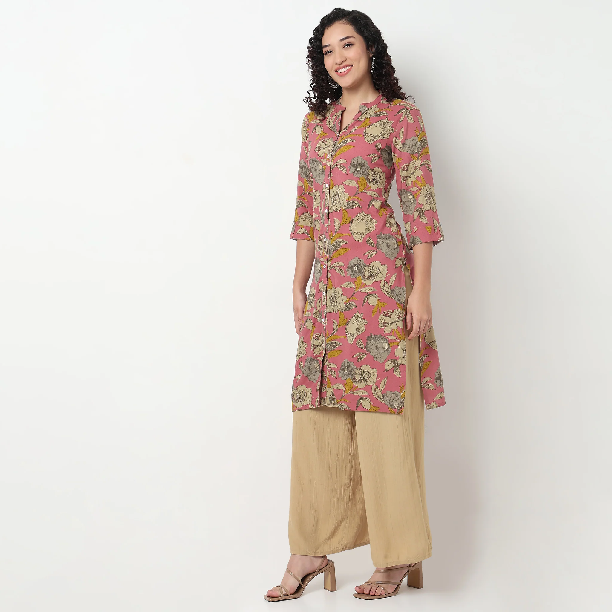 Printed Full Placket Long Kurta - Image 5