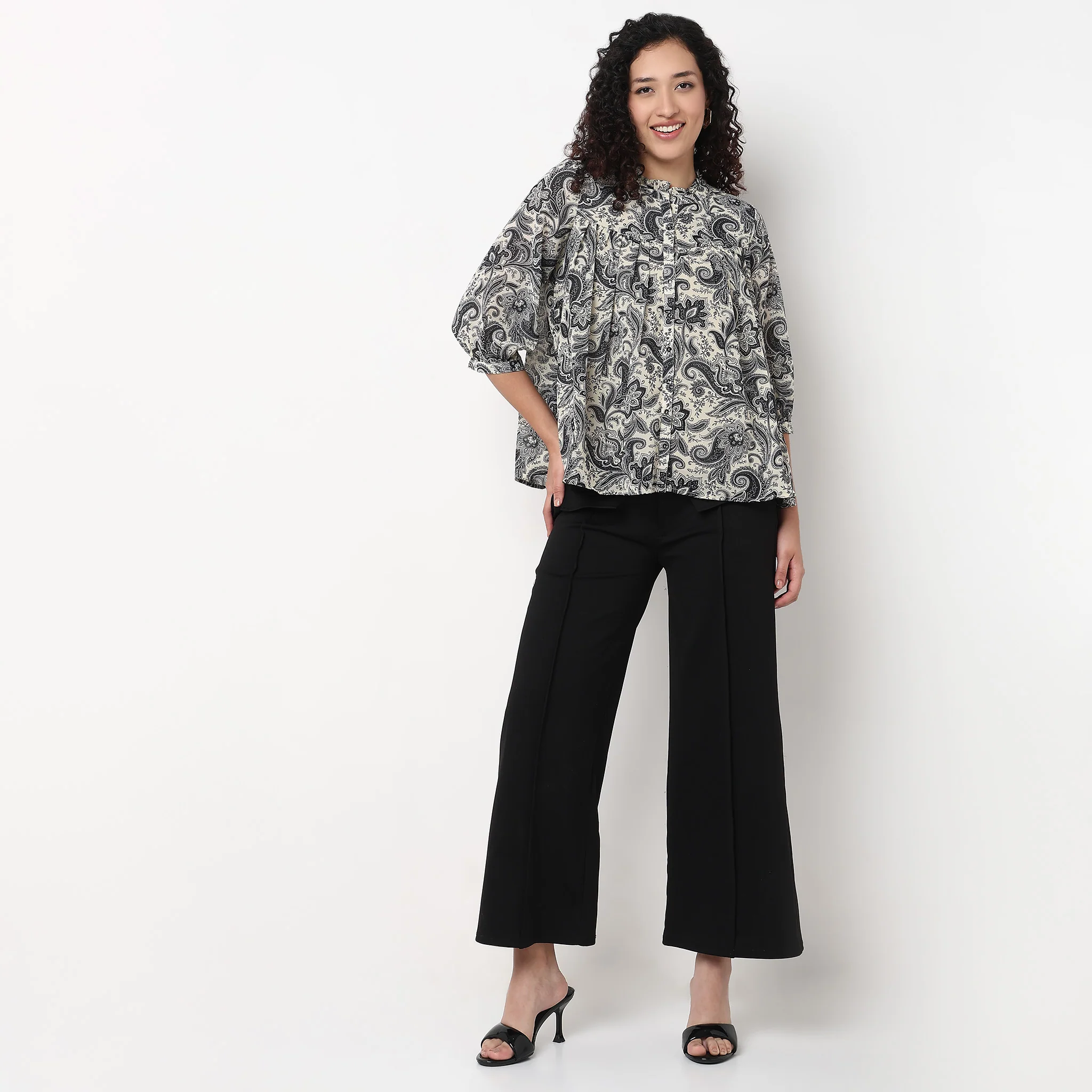 Gathered Yoke Front Placket Top - Image 5