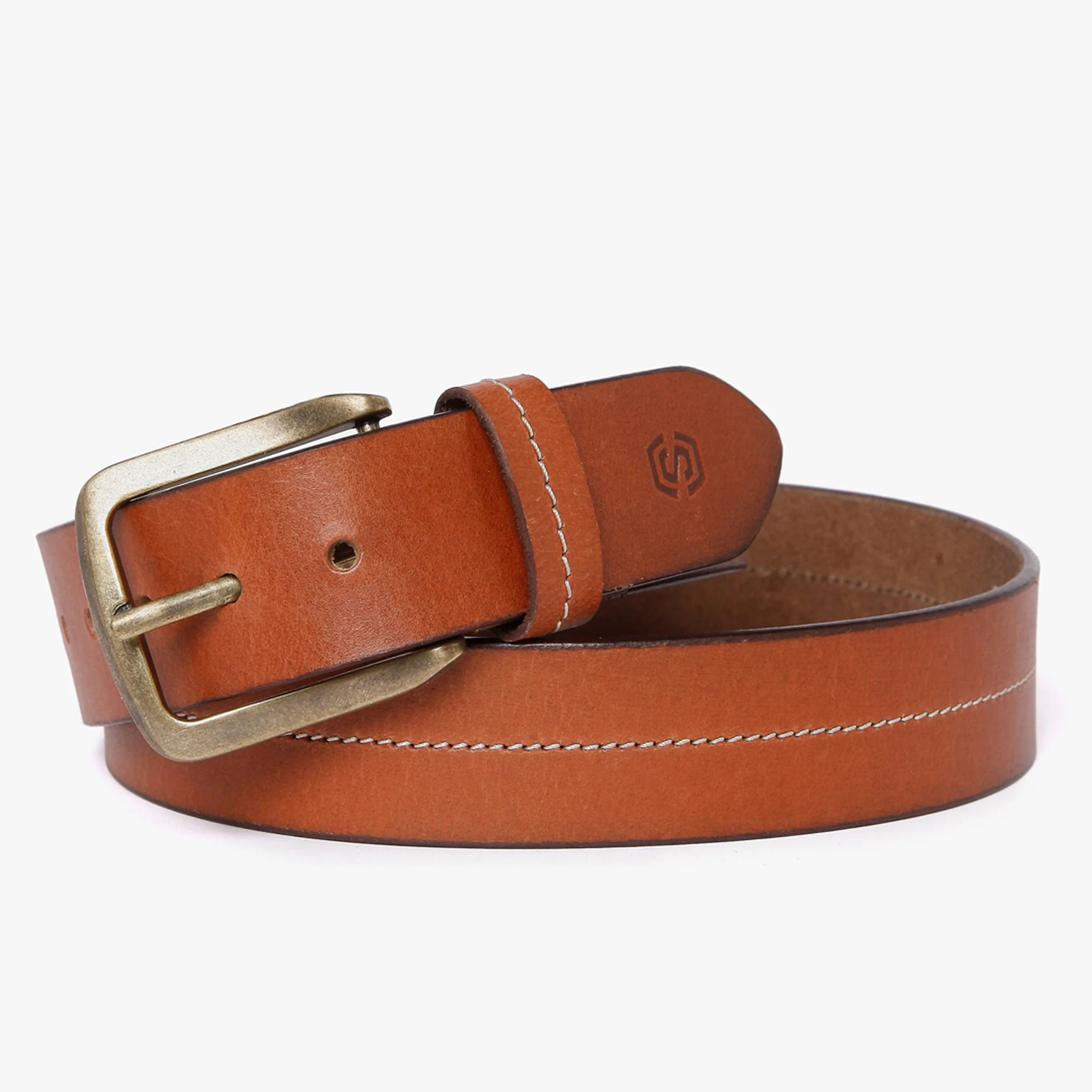 Men Genuine Leather Tan Belts