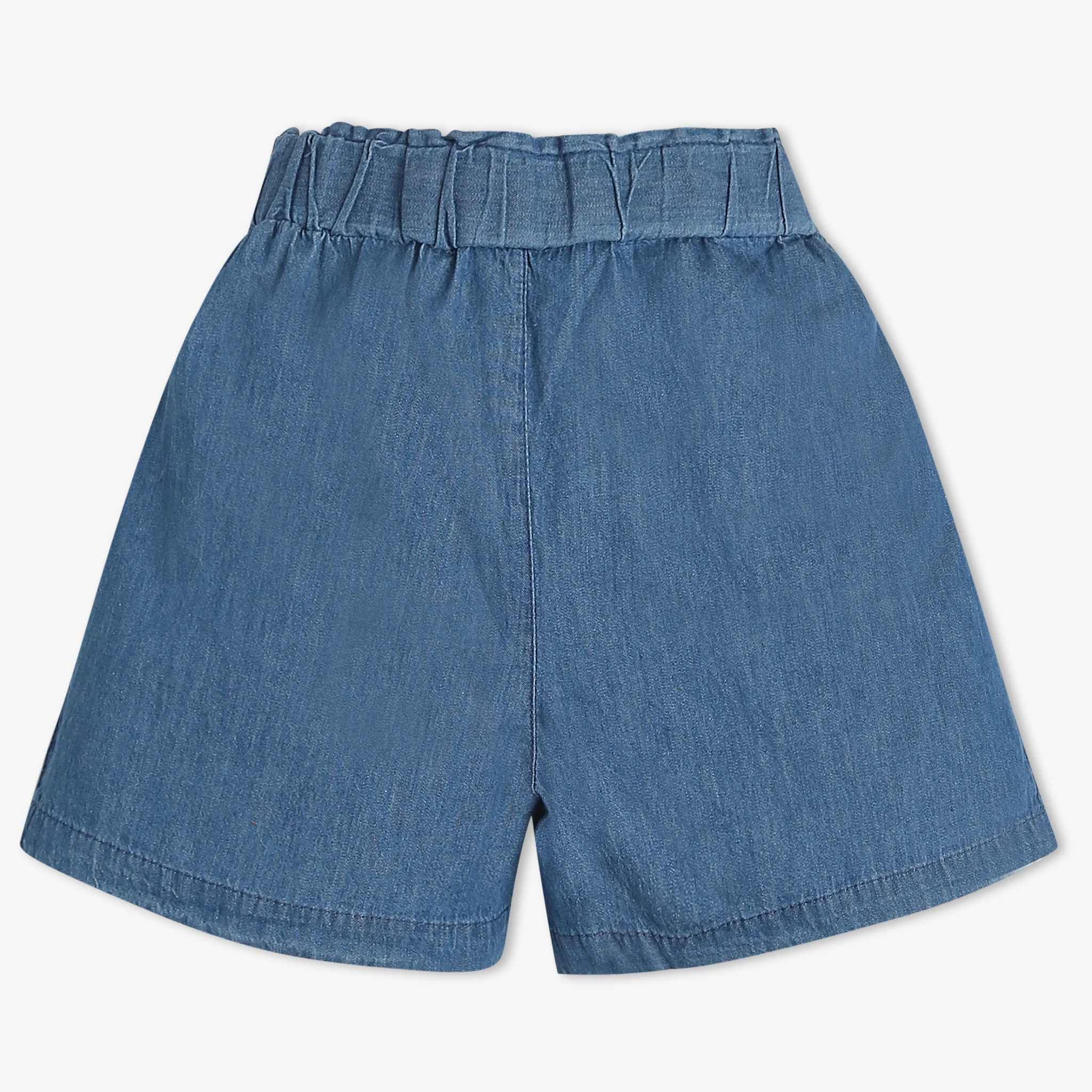 Girls Above Knee Elasticated Paper Bag Waist With Free Belt And Wide Leg Black Shorts - Image 5