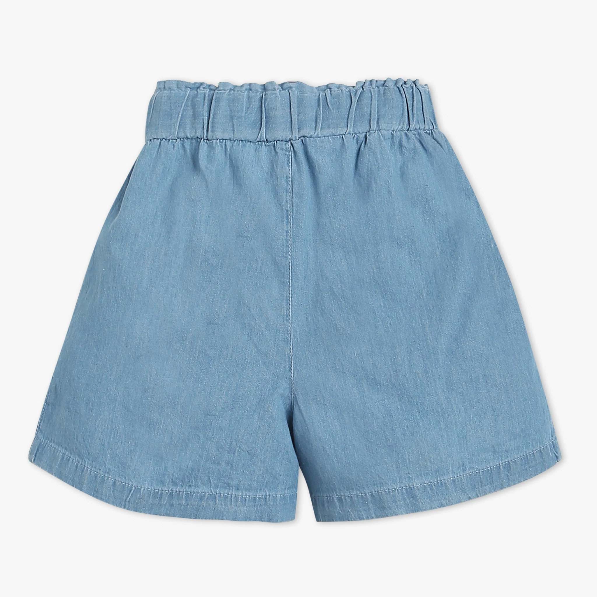 Girls Above Knee Elasticated Paper Bag Waist With Free Belt And Wide Leg Black Shorts - Image 8