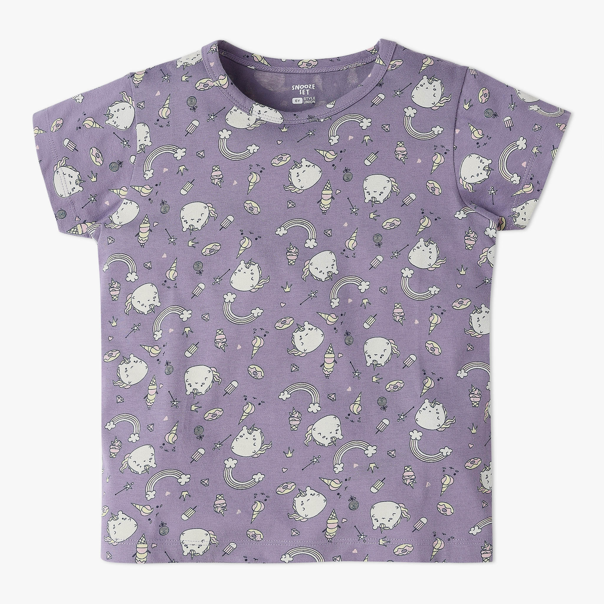 Girls All Over Print T-Shirt With Trackpant Sleepwear Set - Image 2