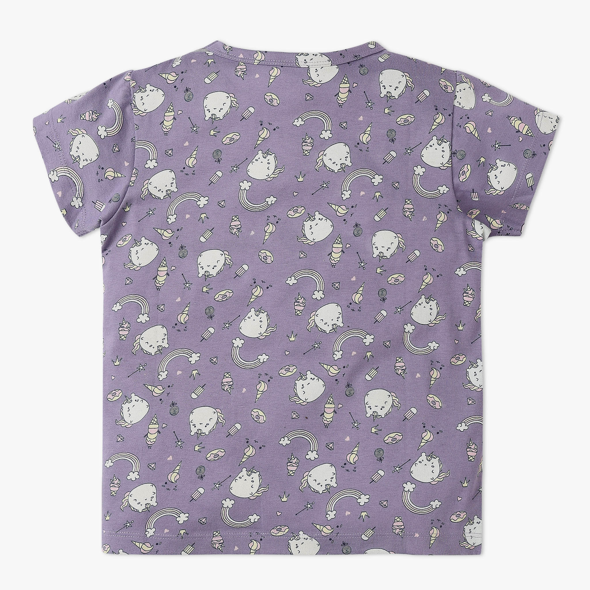 Girls All Over Print T-Shirt With Trackpant Sleepwear Set - Image 3