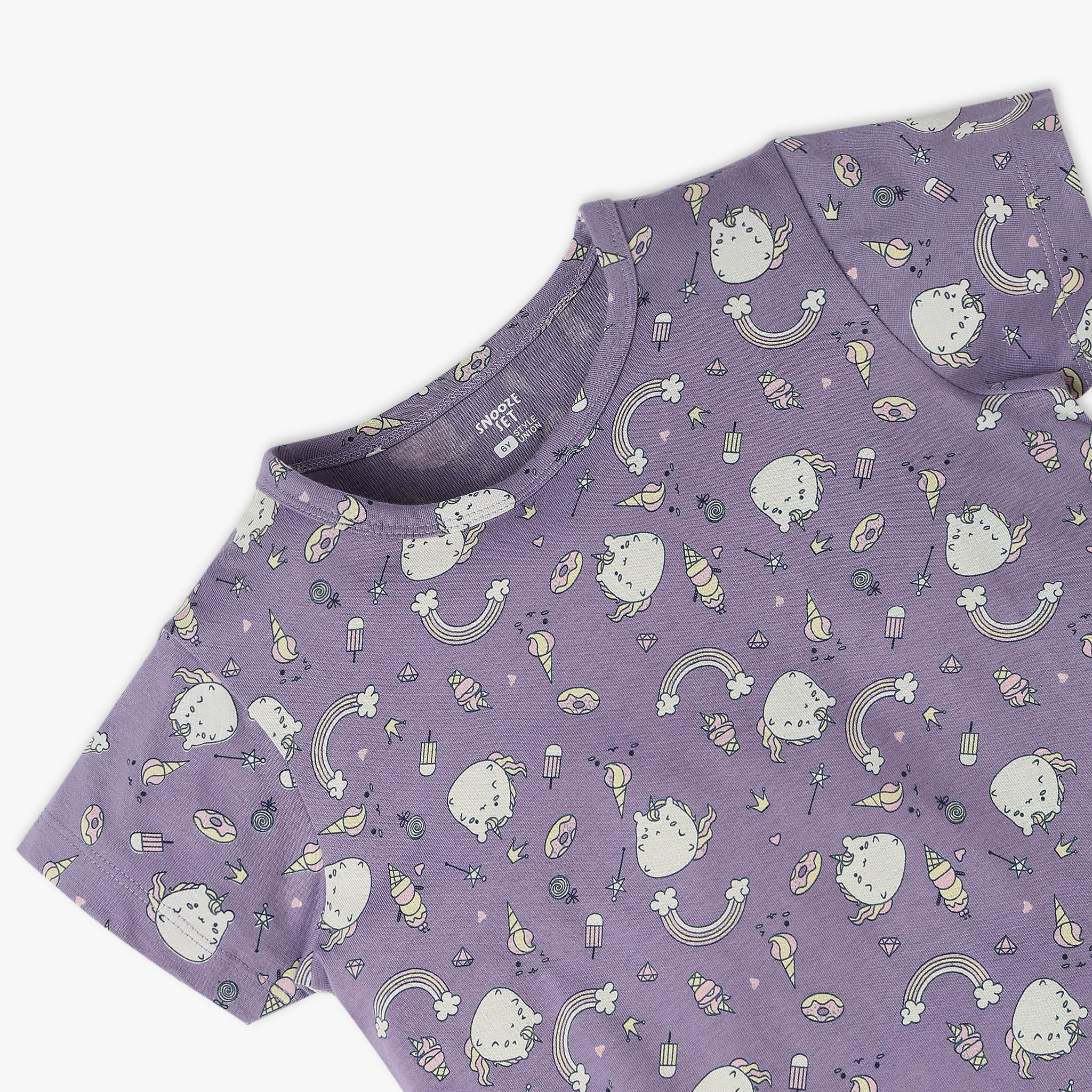 Girls All Over Print T-Shirt With Trackpant Sleepwear Set - Image 4