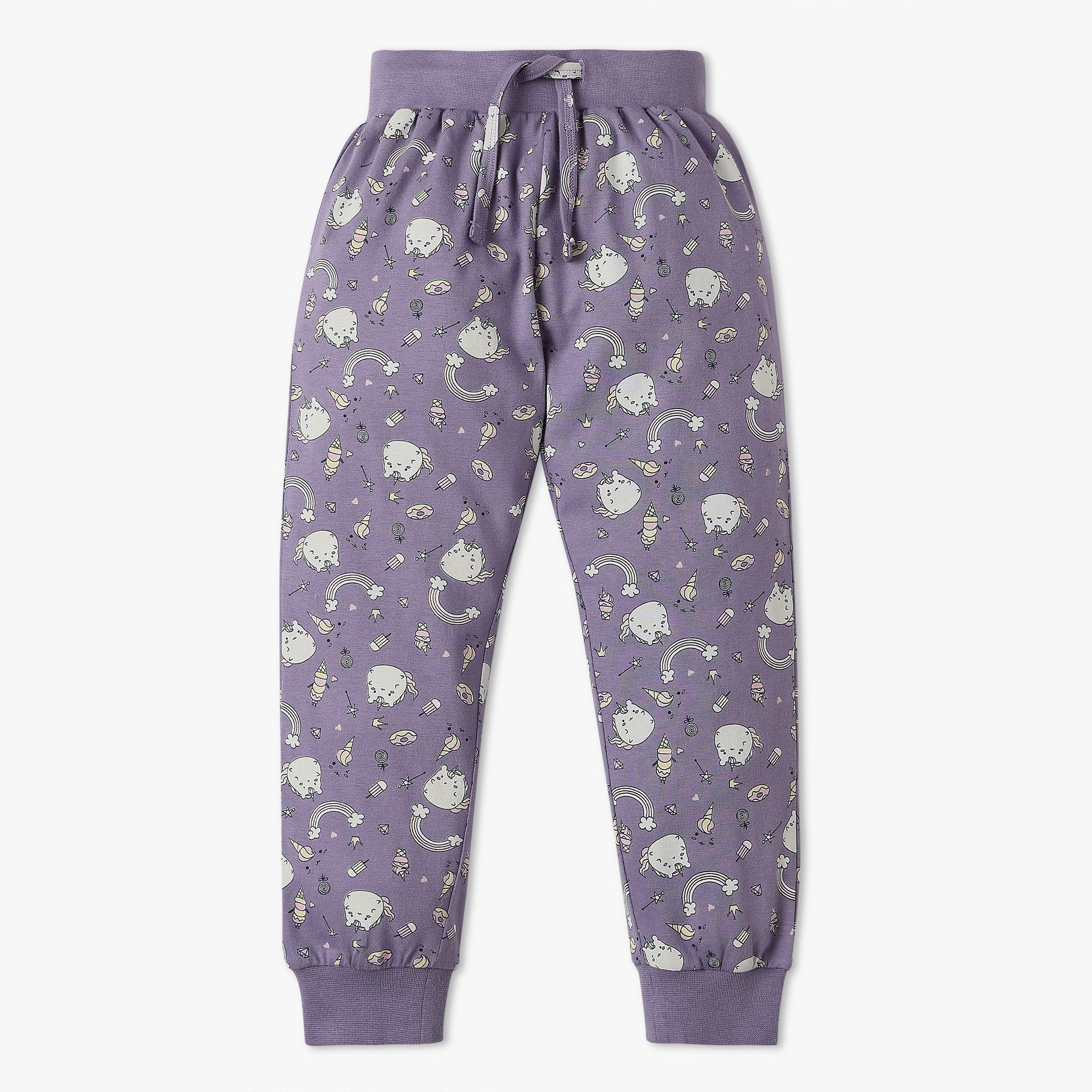 Girls All Over Print T-Shirt With Trackpant Sleepwear Set - Image 5