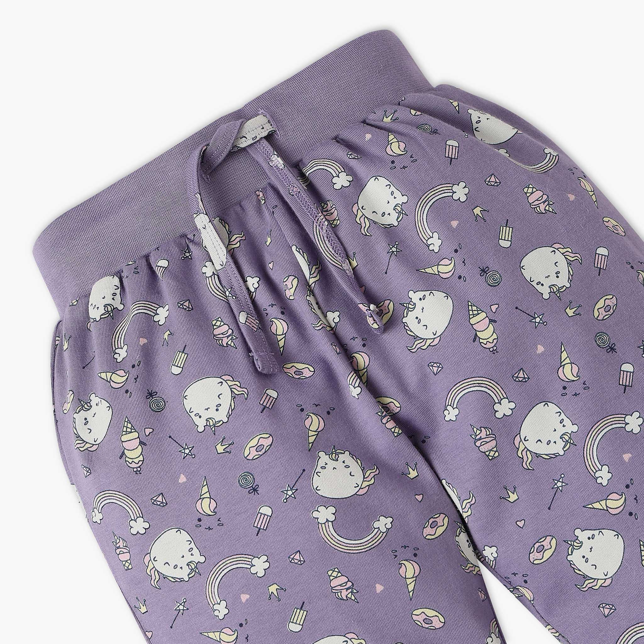 Girls All Over Print T-Shirt With Trackpant Sleepwear Set - Image 7
