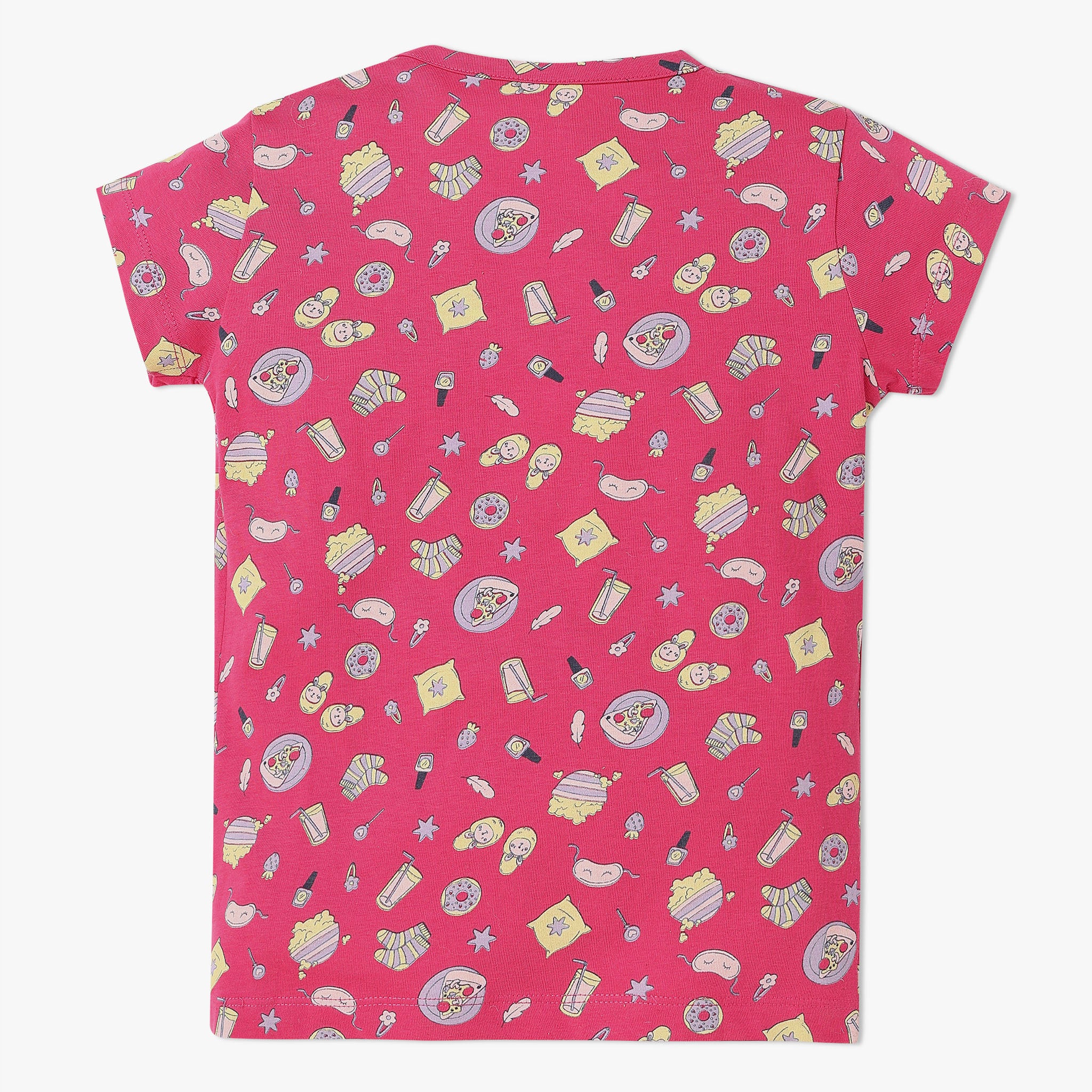 Girls All Over Print T-Shirt With Trackpant Sleepwear Set - Image 3
