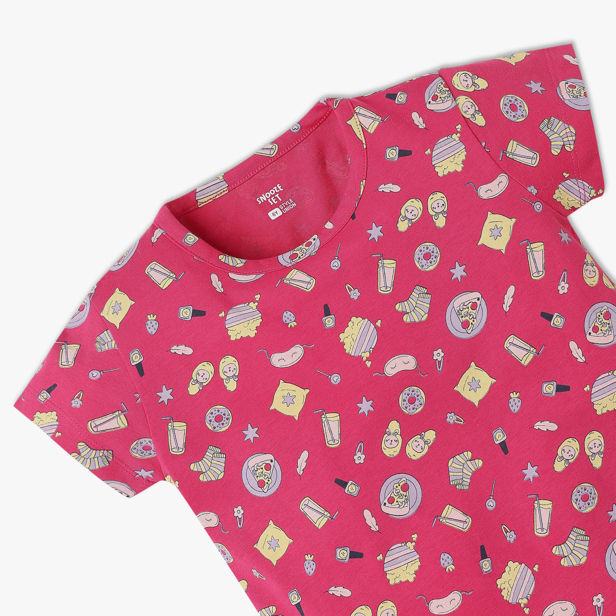 Girls All Over Print T-Shirt With Trackpant Sleepwear Set - Image 4