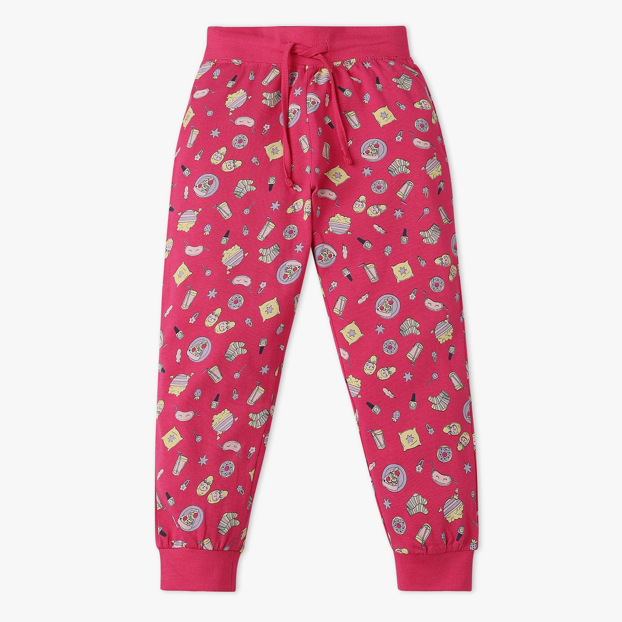 Girls All Over Print T-Shirt With Trackpant Sleepwear Set - Image 5