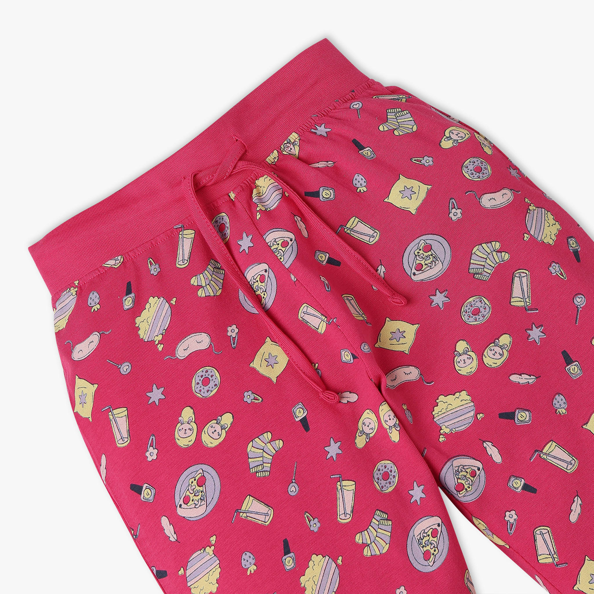 Girls All Over Print T-Shirt With Trackpant Sleepwear Set - Image 7