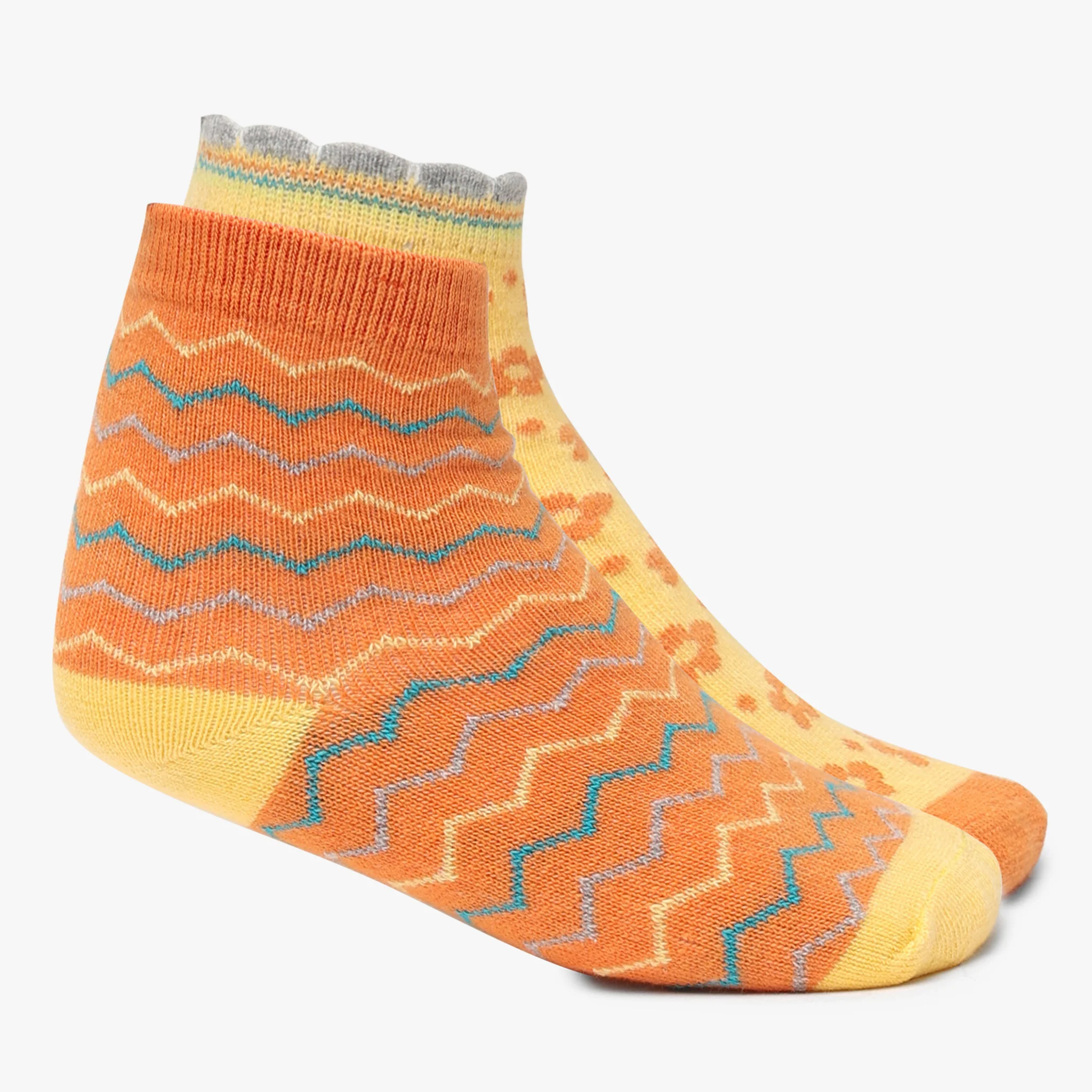 Girls Ankle Length Printed Socks (Pack of 2)
