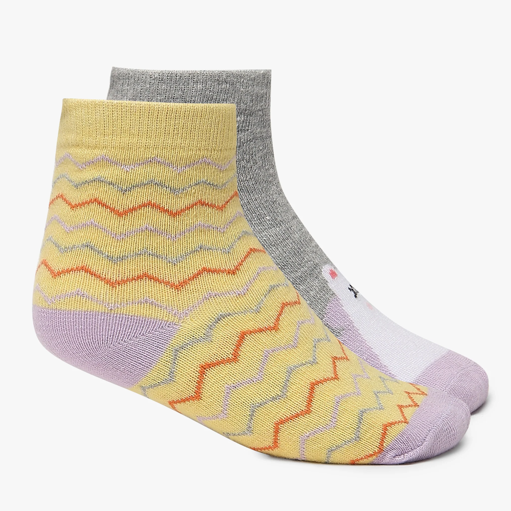 Girls Ankle Length Printed Socks (Pack of 2)