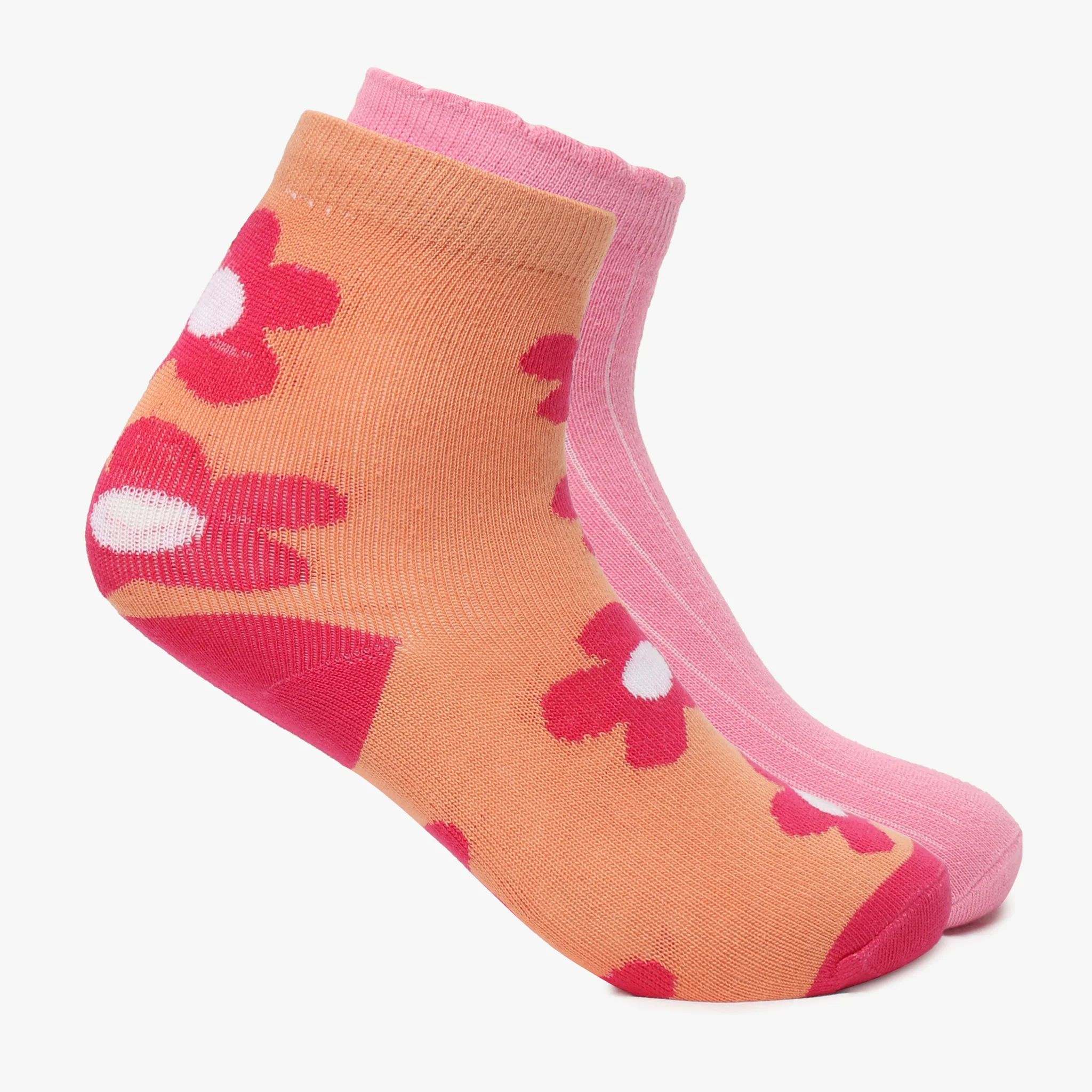 Girls Ankle Length Printed Socks (Pack of 2)