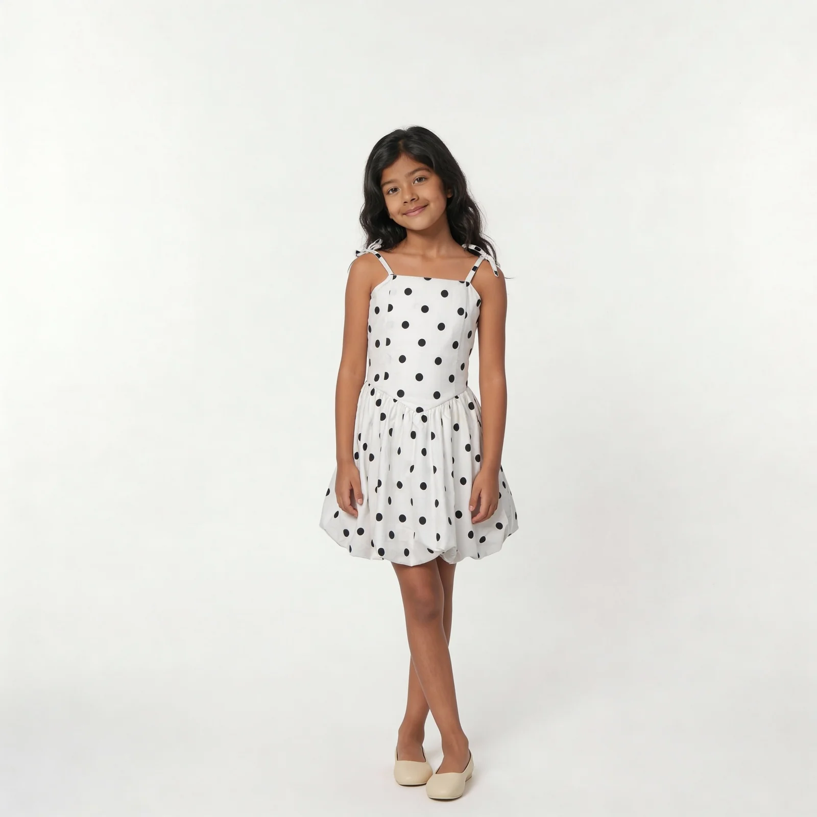Girls Baloon Skirt Polka Dress - Image 2