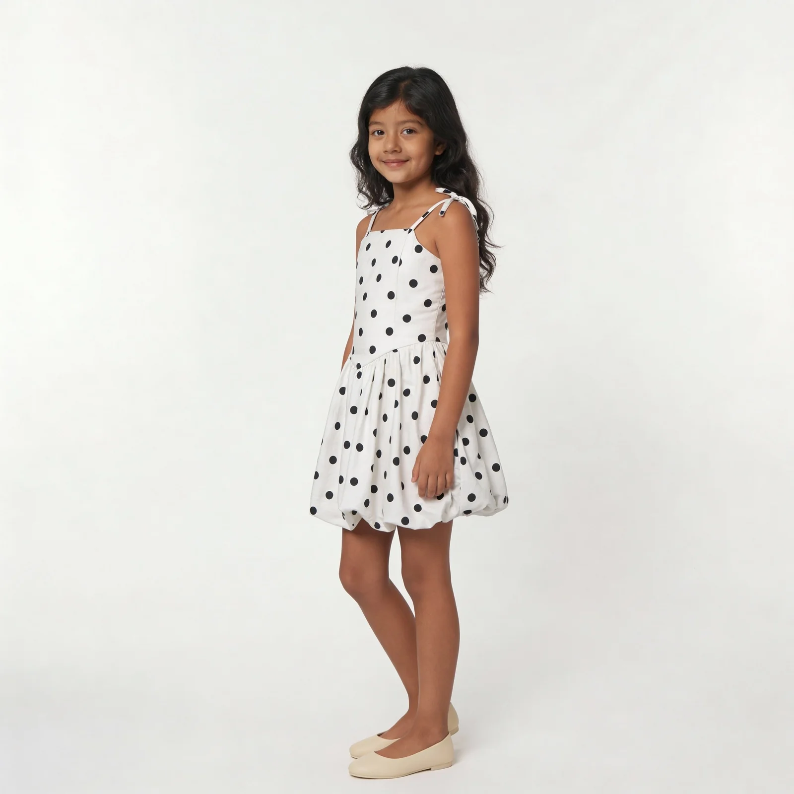 Girls Baloon Skirt Polka Dress - Image 5