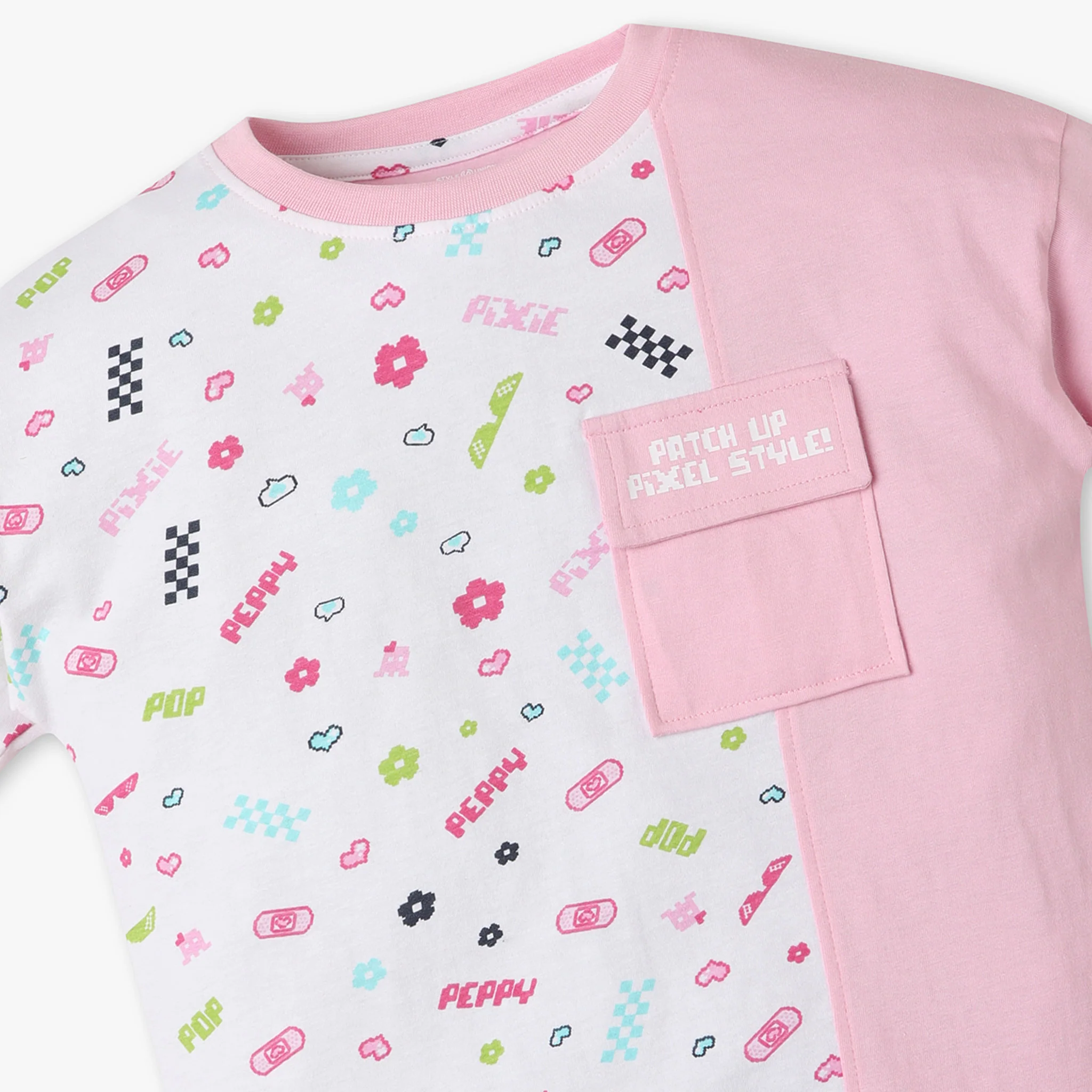 Girls Boxy Fit Cut And Sew Crew Neck Short Sleeve T-Shirt - Image 3