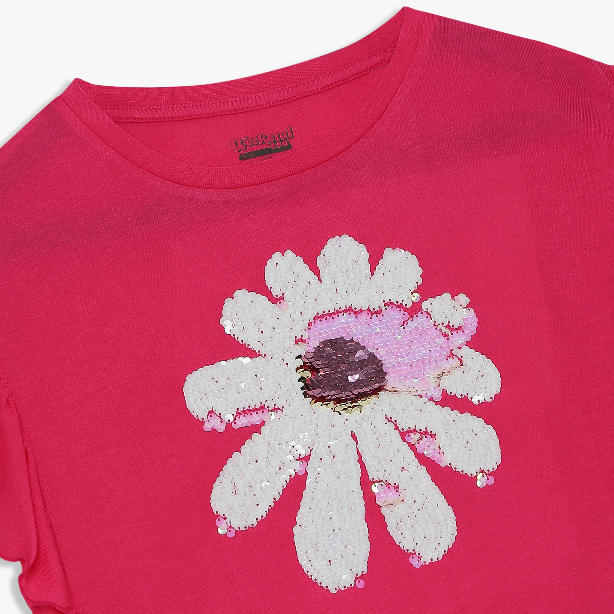 Girls Boxy Fit Embellished Scoop Neck T-Shirt - Image 3