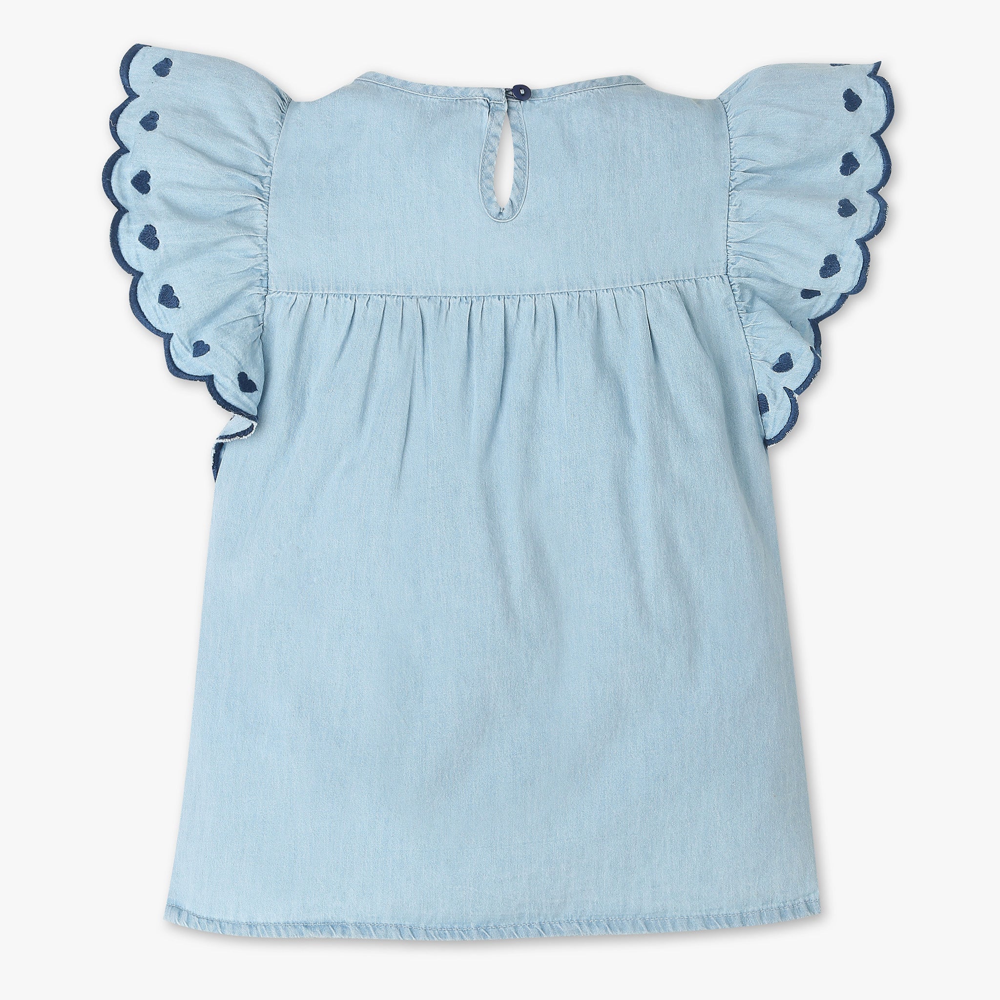 Girls Butterfly Sleeve Denim Top - Image 2