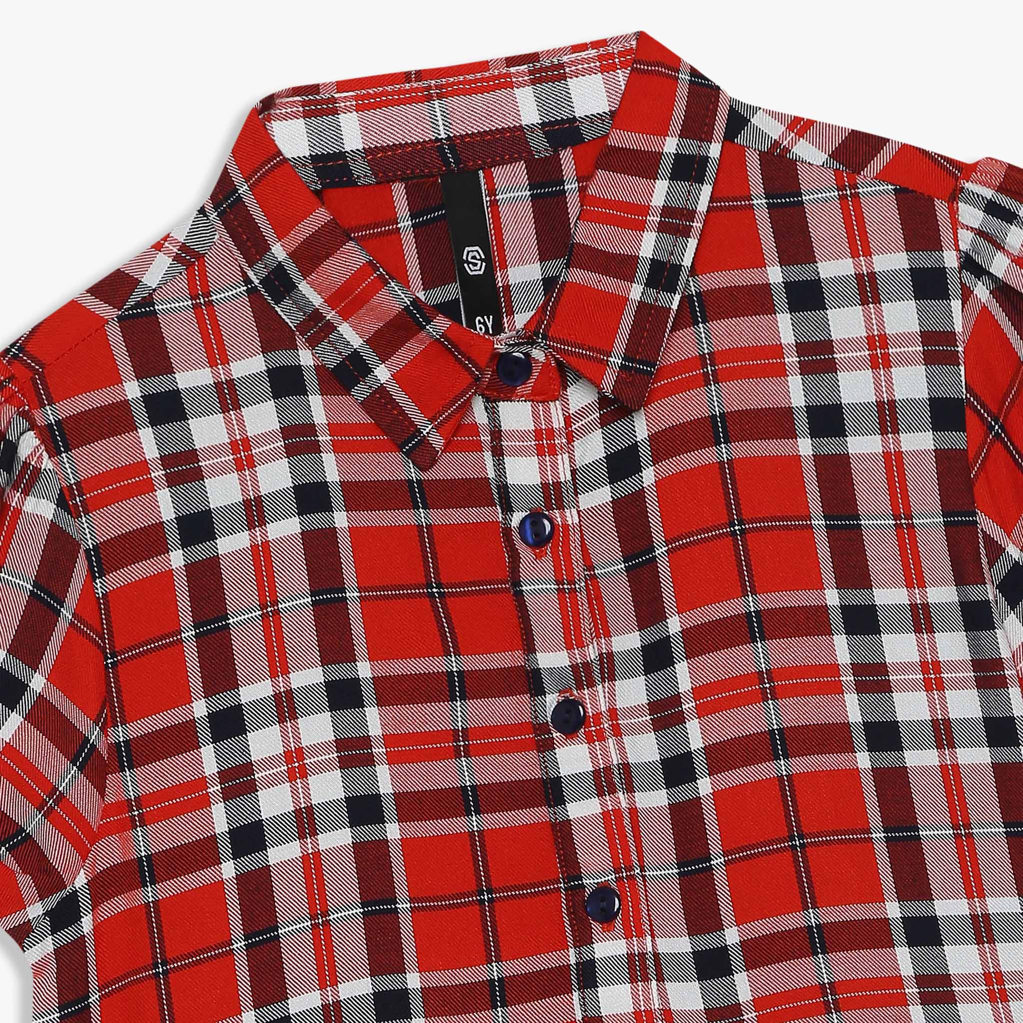 Girls Checkered Below Knee Collar Tunic Flared Dress - Image 3