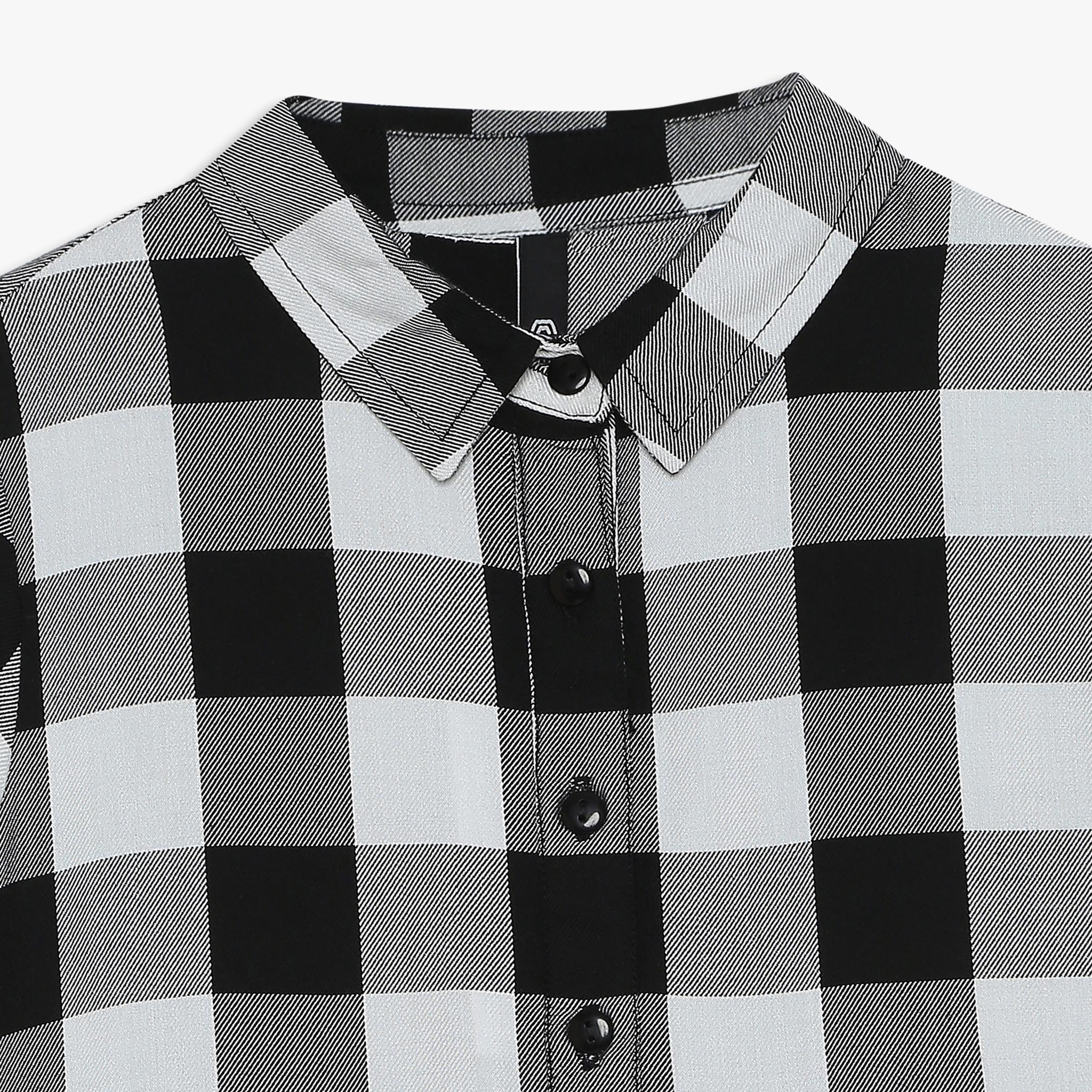 Girls Checkered Below Knee Collar Tunic Flared Dress - Image 3