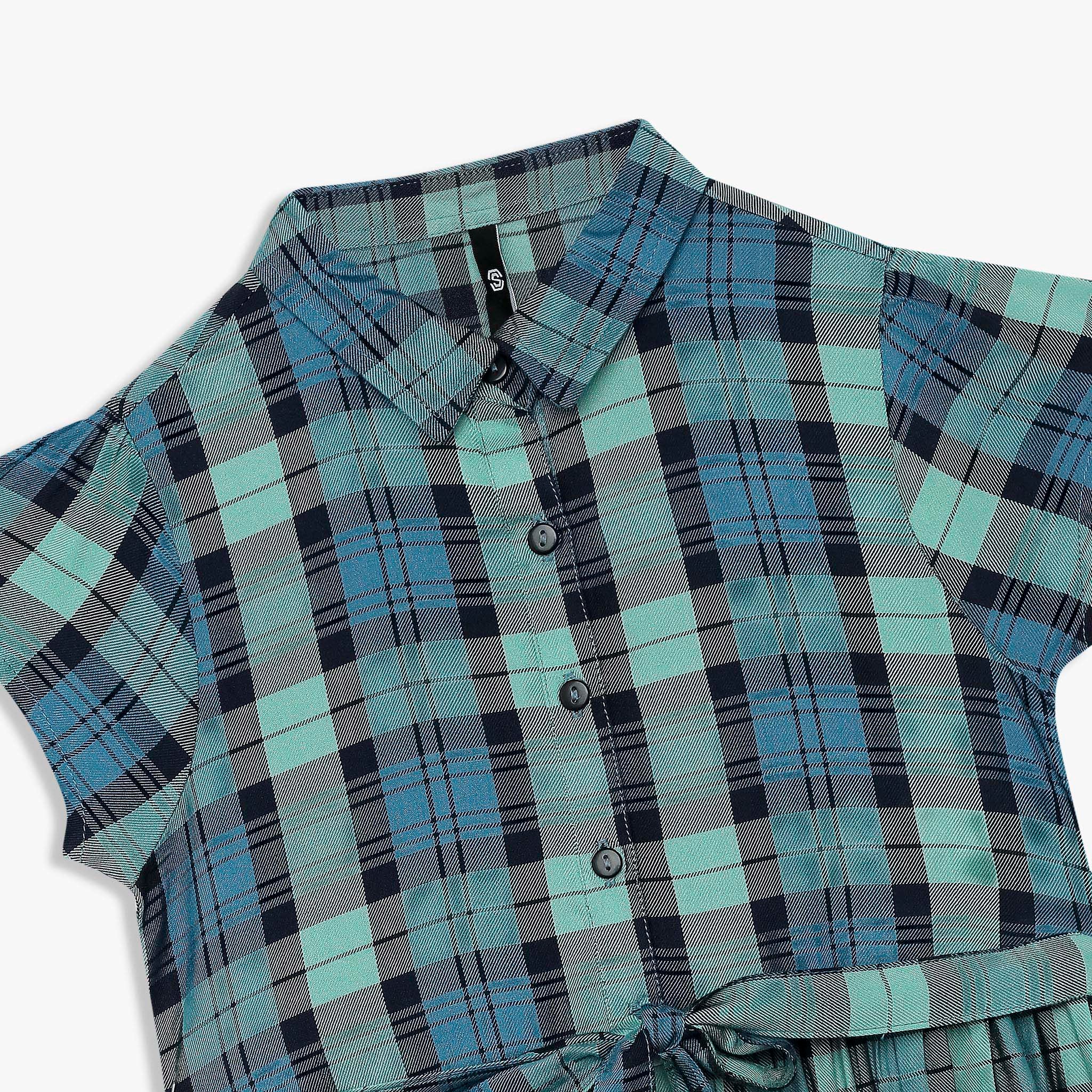 Girls Checkered Knee Length Dress - Image 3