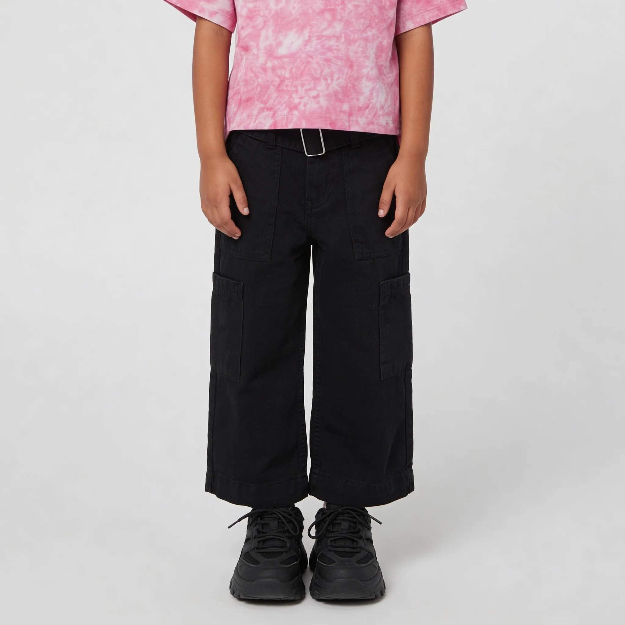 Girls Classy Wide Leg Cargos With Belt Highlighted - Image 2