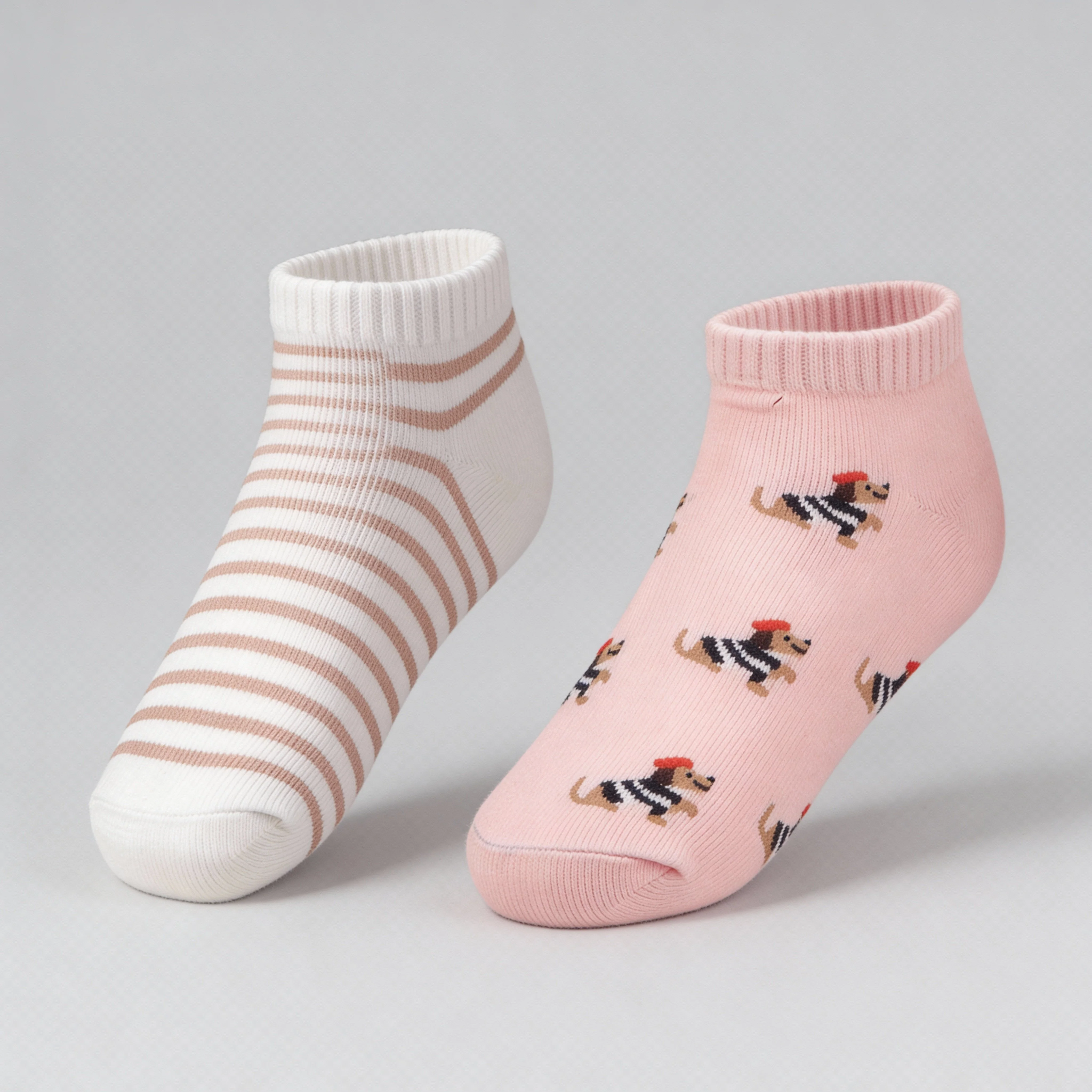 Girls Cotton Ankle Length Socks - Pack of 2
