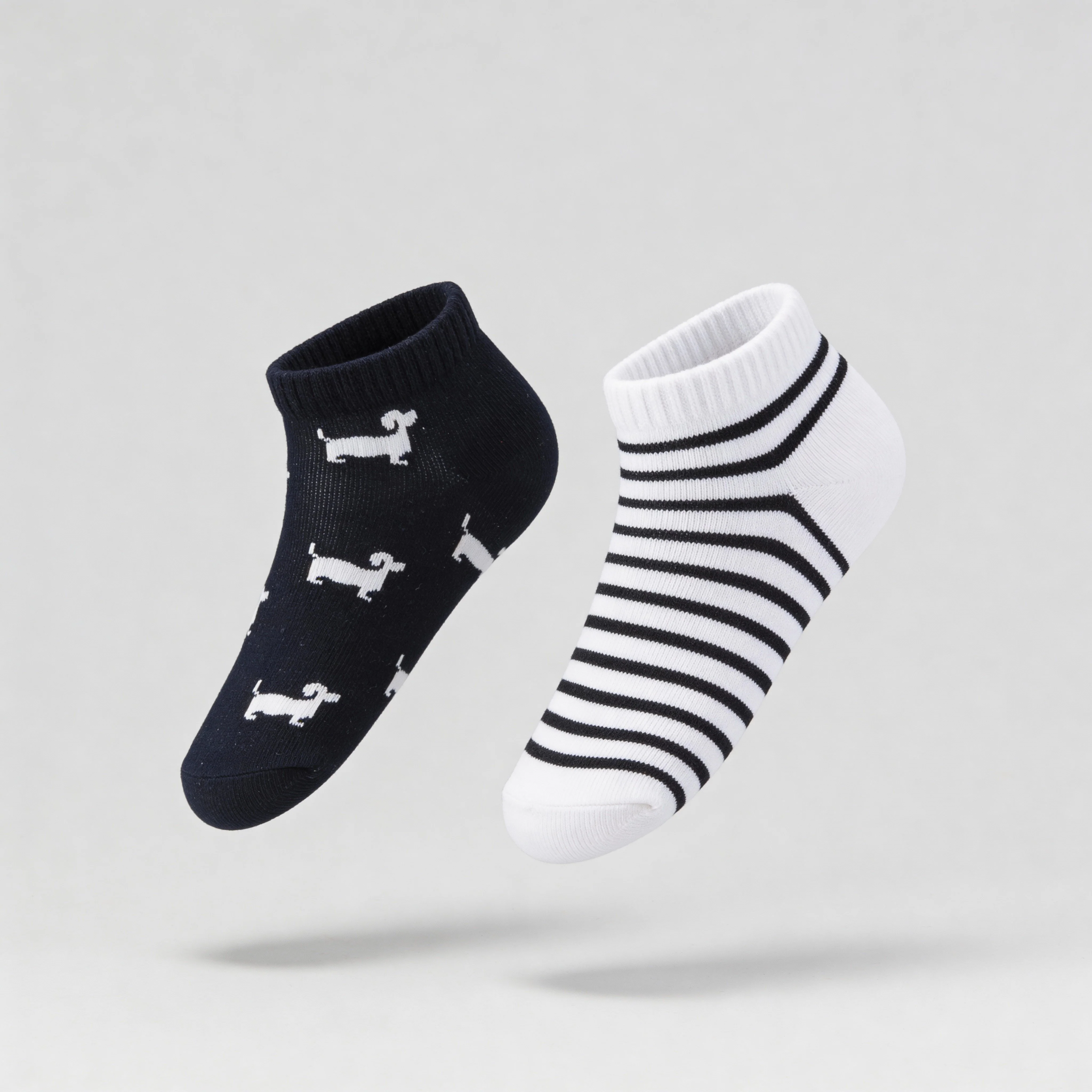 Girls Cotton Ankle Length Socks - Pack of 2