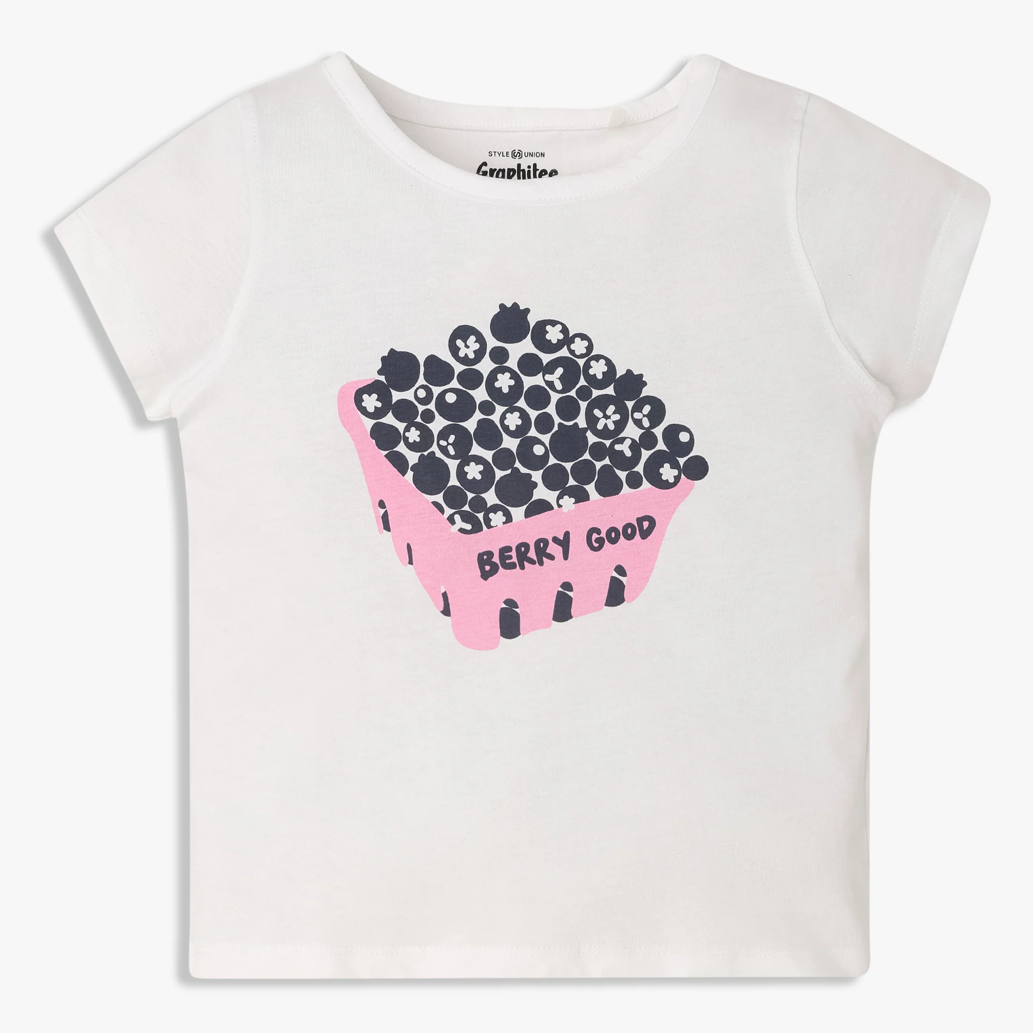 Girls Cotton Crew Neck Graphitee