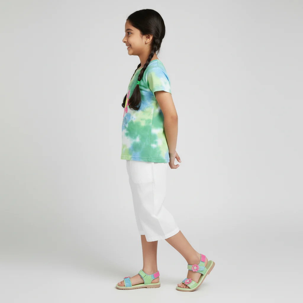 Girls Cotton Crew Neck Tie - Dye T-Shirt - Image 2