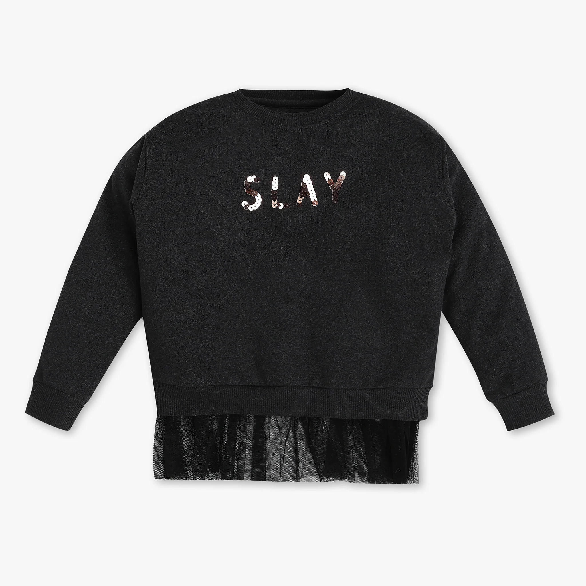 Girls Cotton Embellished Sweat Tee