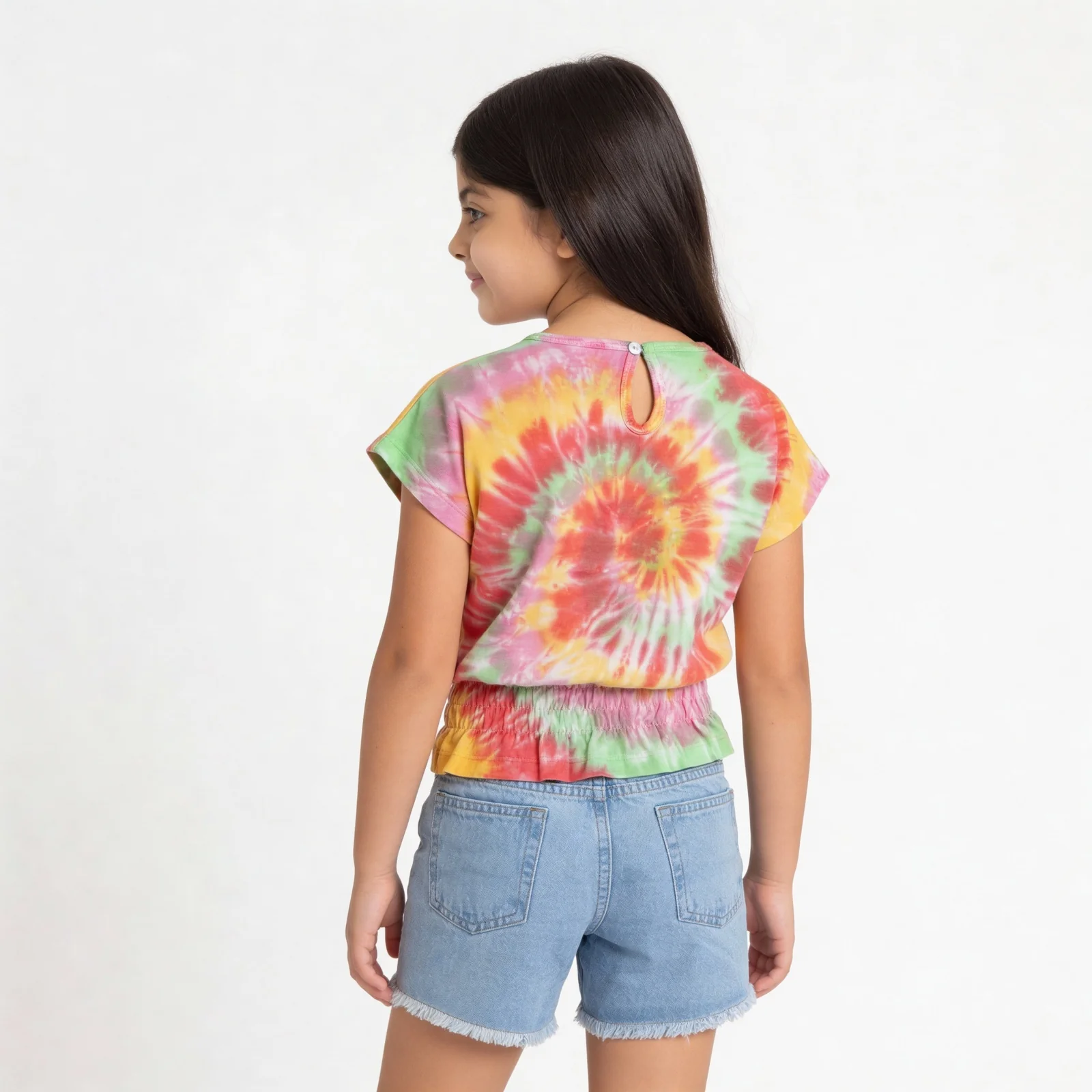 Girls Cotton Embellished Tie & Dye T-Shirt - Image 3
