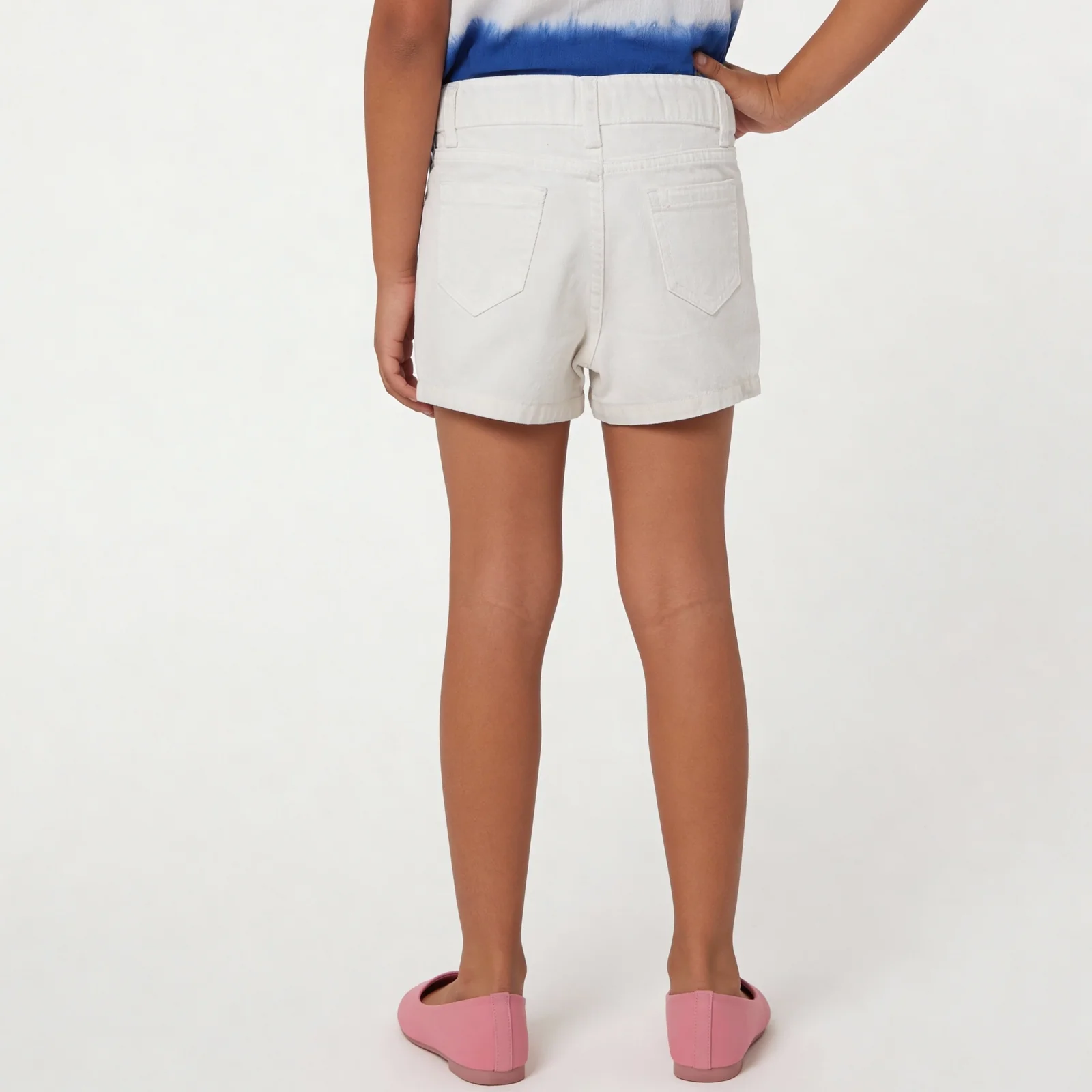 Girls Cotton Embellished White Studded Skort - Image 3