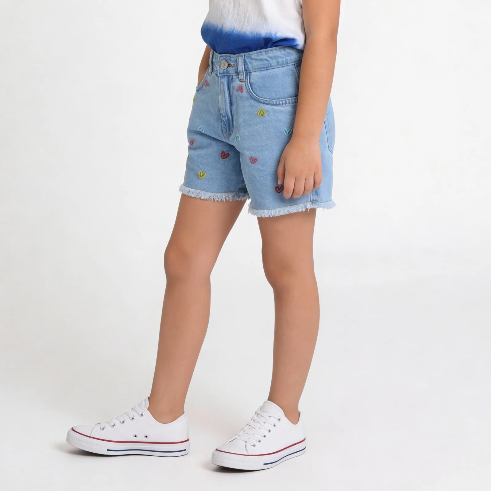 Girls Cotton Embroidered Shorts - Image 5