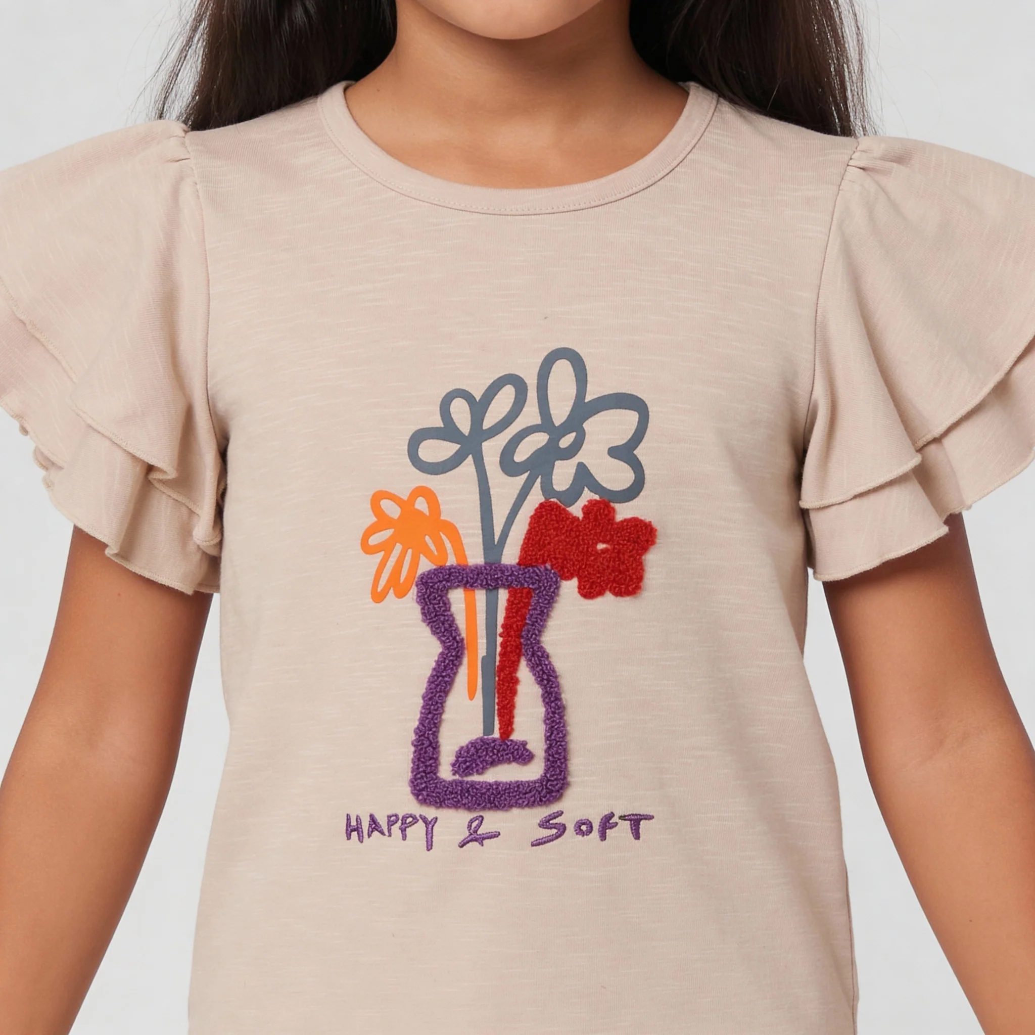 Girls Cotton Embroidered Weekend T-Shirt - Image 4