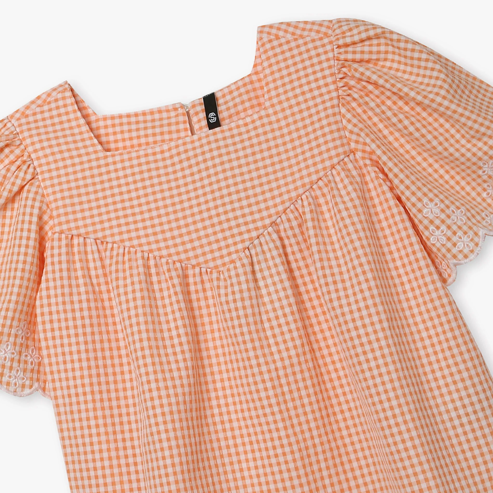 Girls Cotton Checkered Top - Image 3