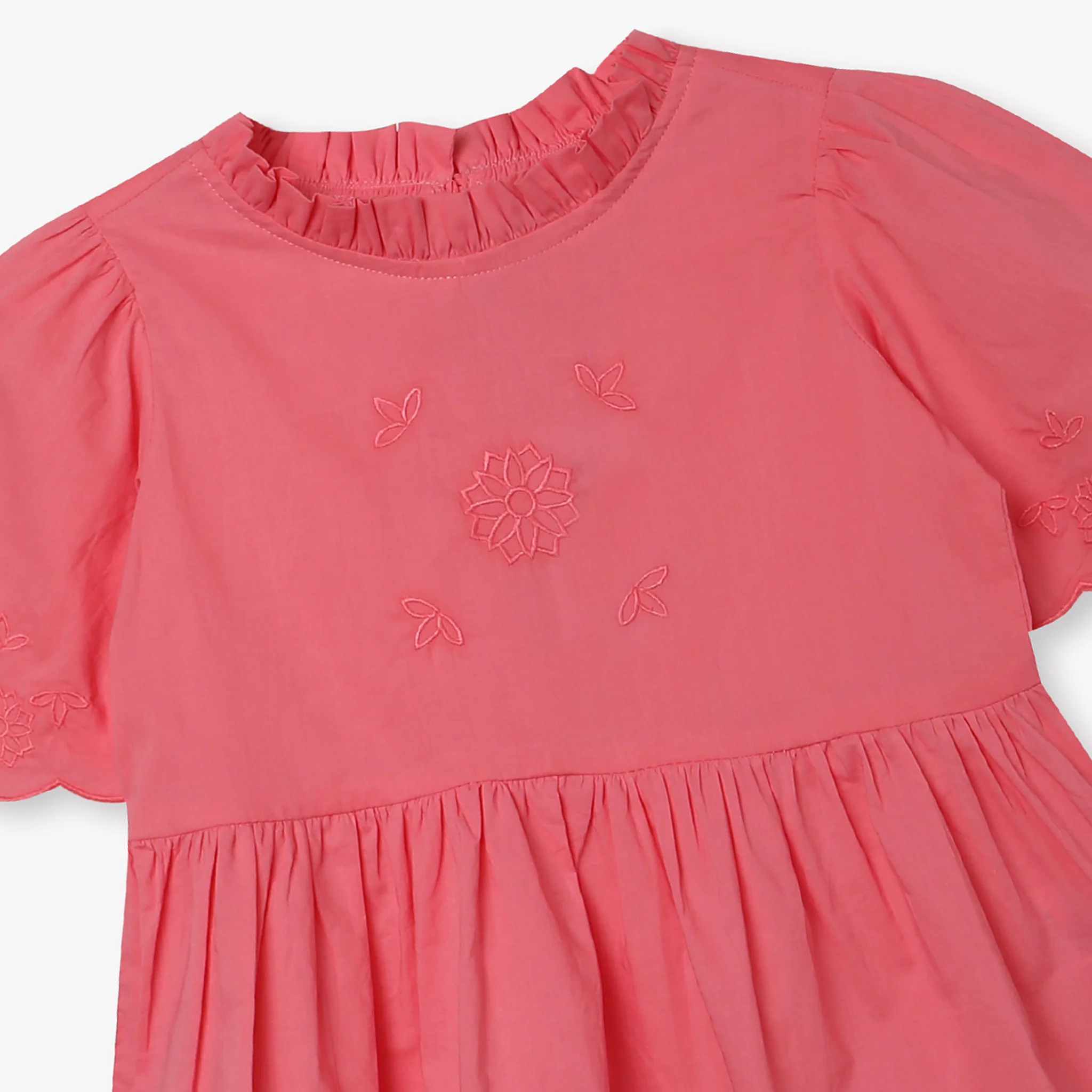 Girls Cotton Embroidered Top - Image 3