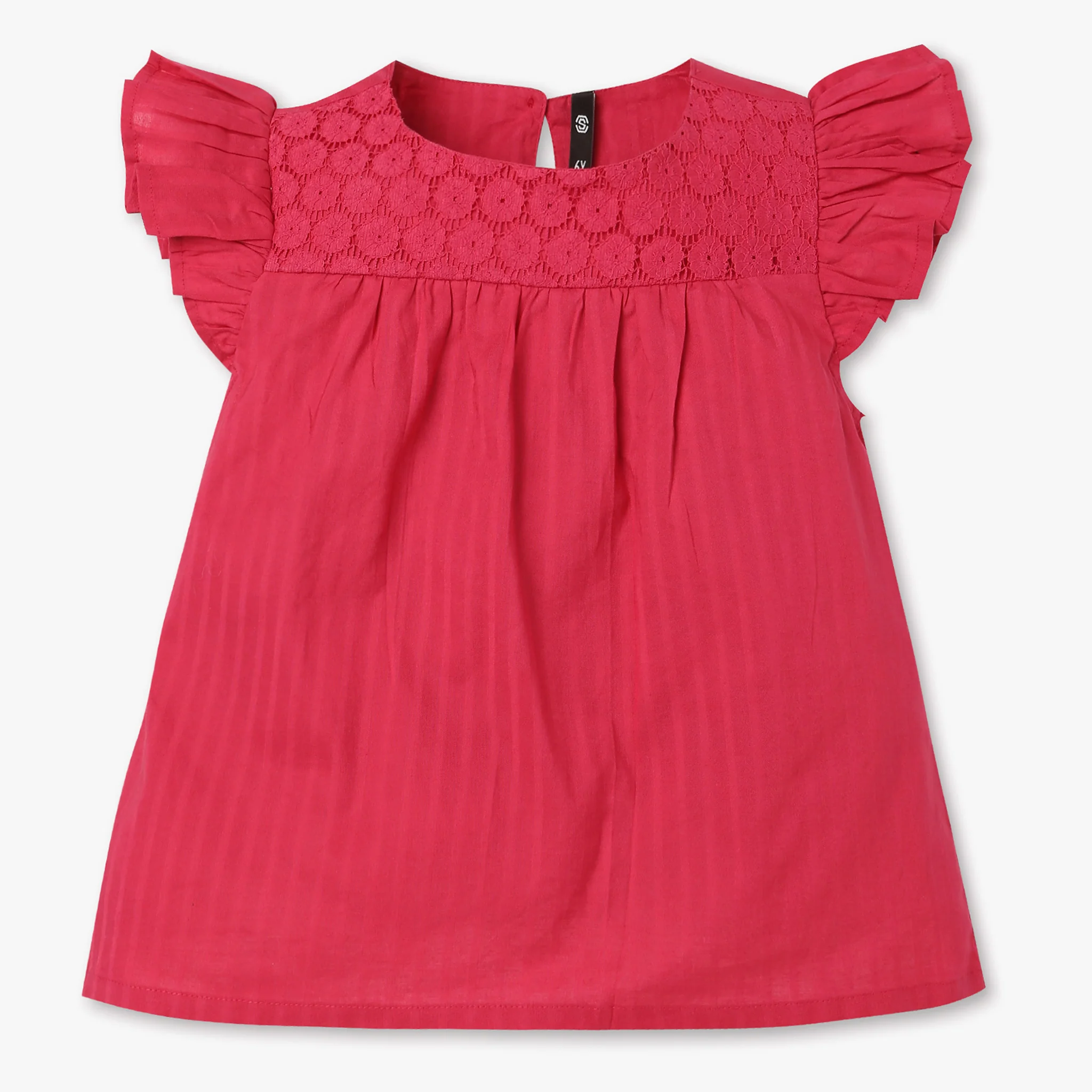 Girls Cotton Ruffle Sleeve Top