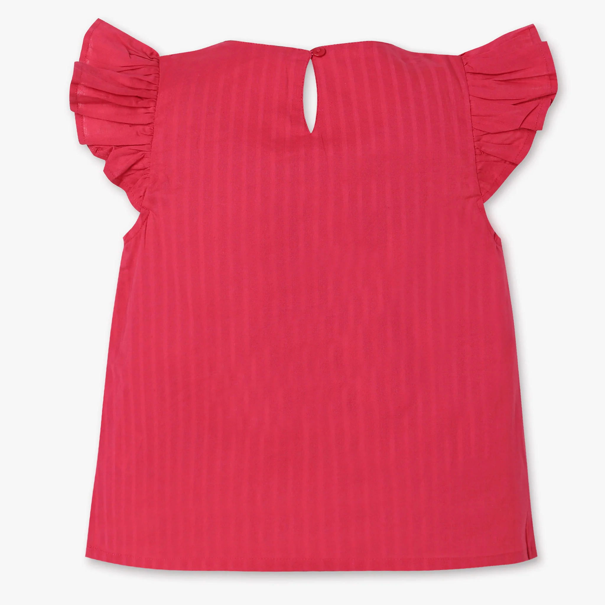 Girls Cotton Ruffle Sleeve Top - Image 2