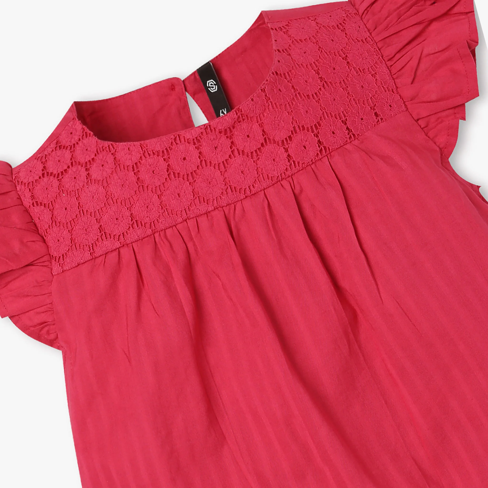 Girls Cotton Ruffle Sleeve Top - Image 3