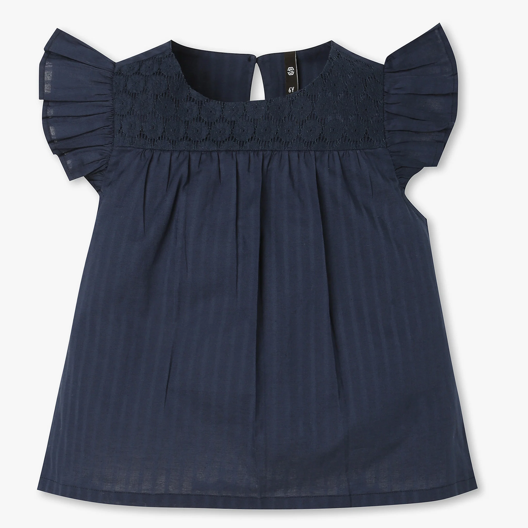 Girls Cotton Ruffle Sleeve Top - Image 4
