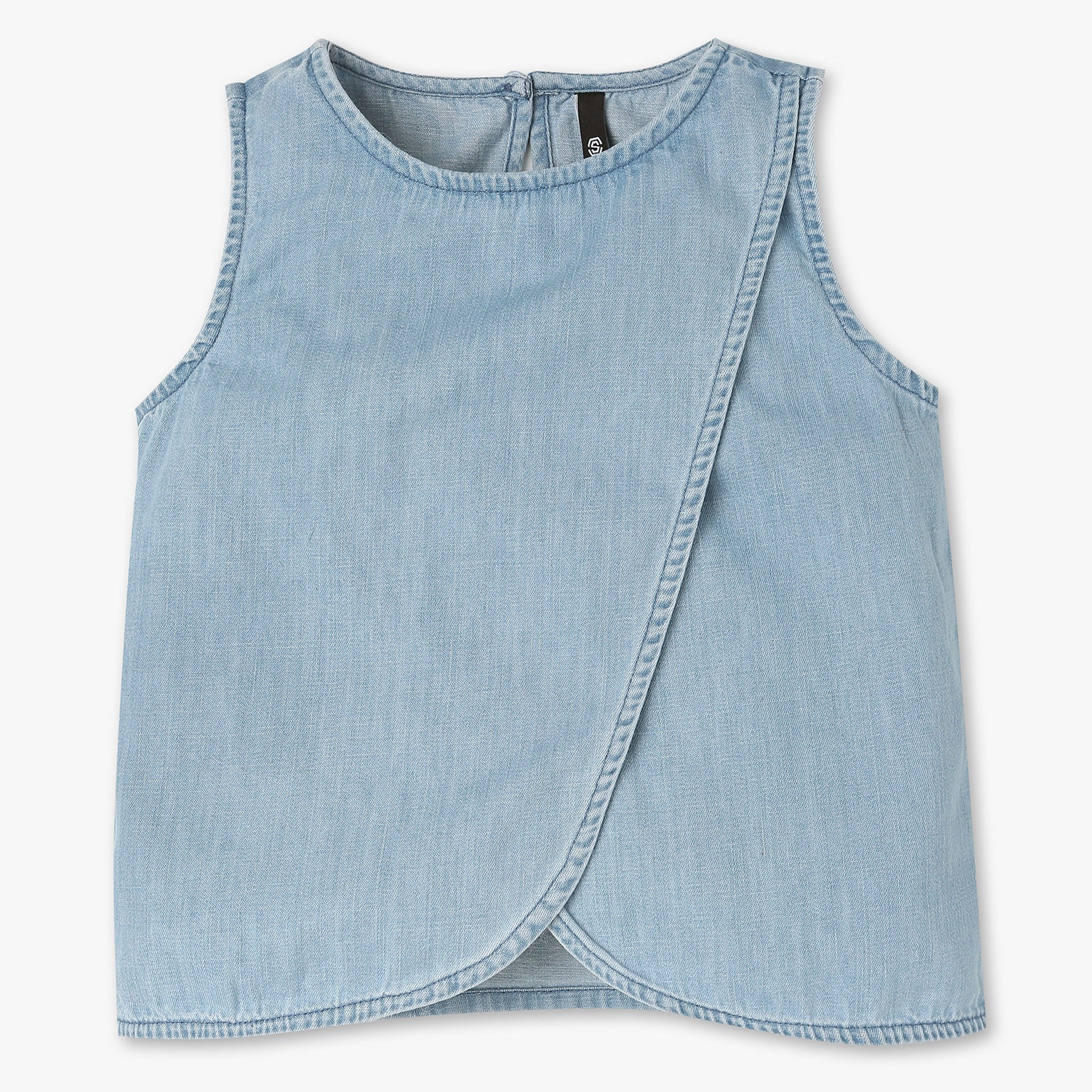 Girls Blue Icewash Denim Top
