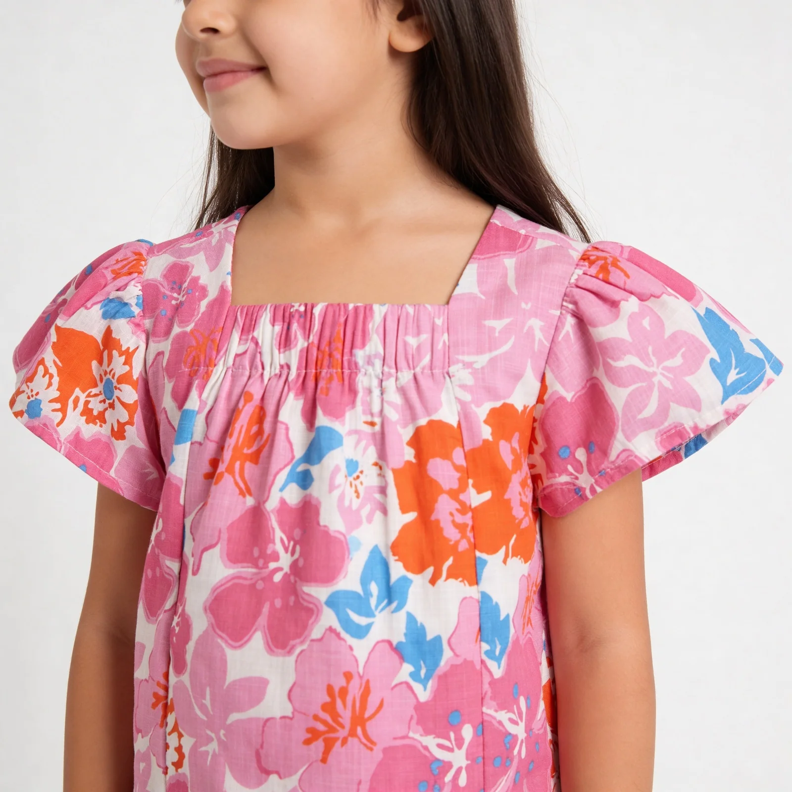 Girls Cotton Floral Print Wide Leg Pants - Image 4