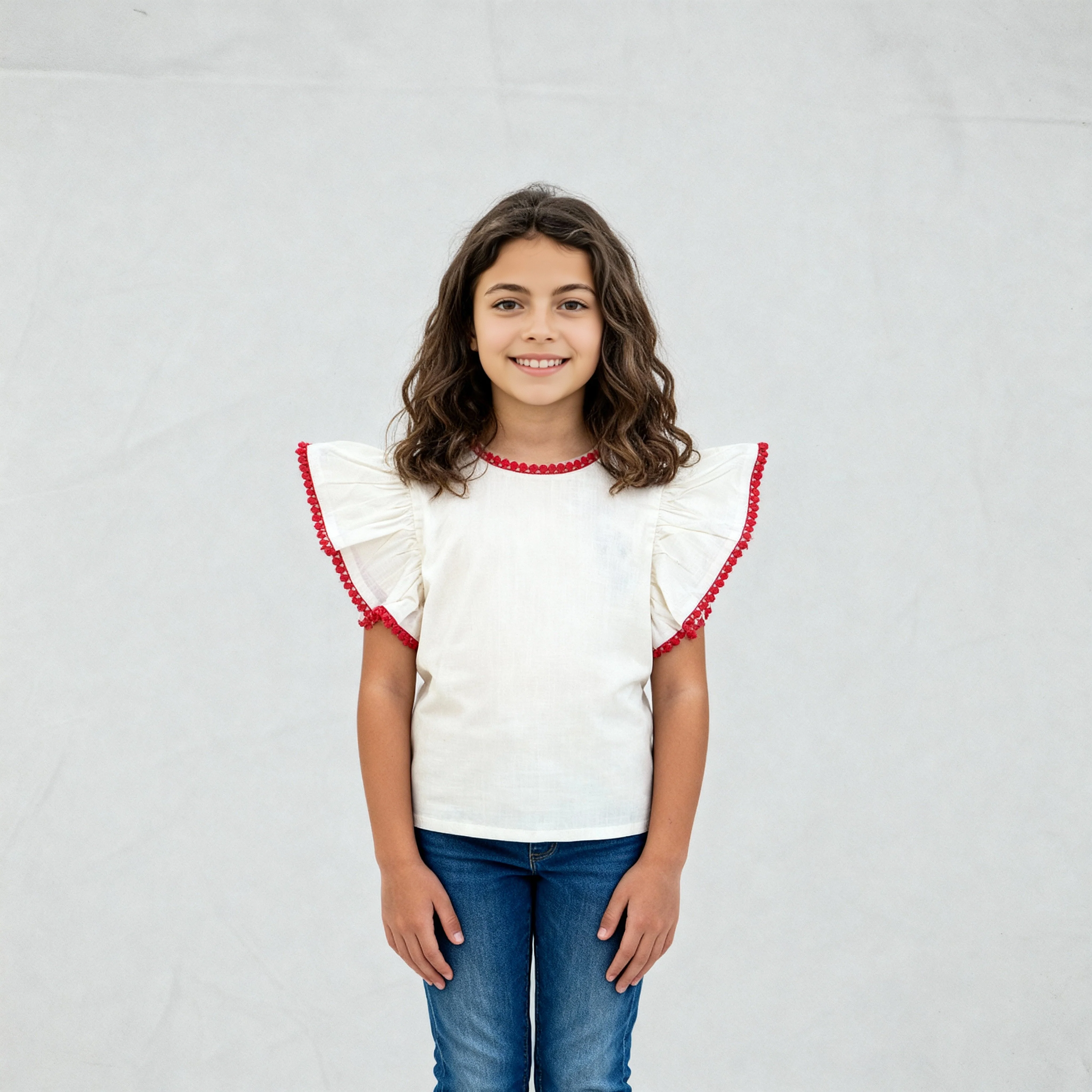 Girls Cotton Hi-Low Pleated Top - Image 2